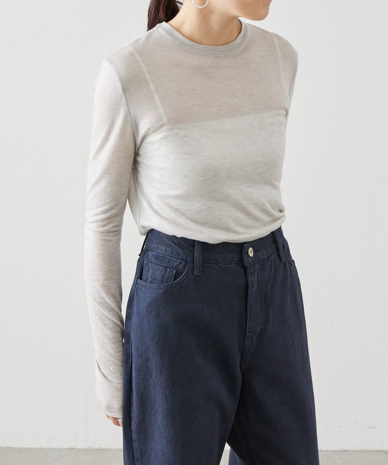 BEARDSLEY(ビアズリー) 《LEVAR》ウール混シアーカットソー(ライトグレー)