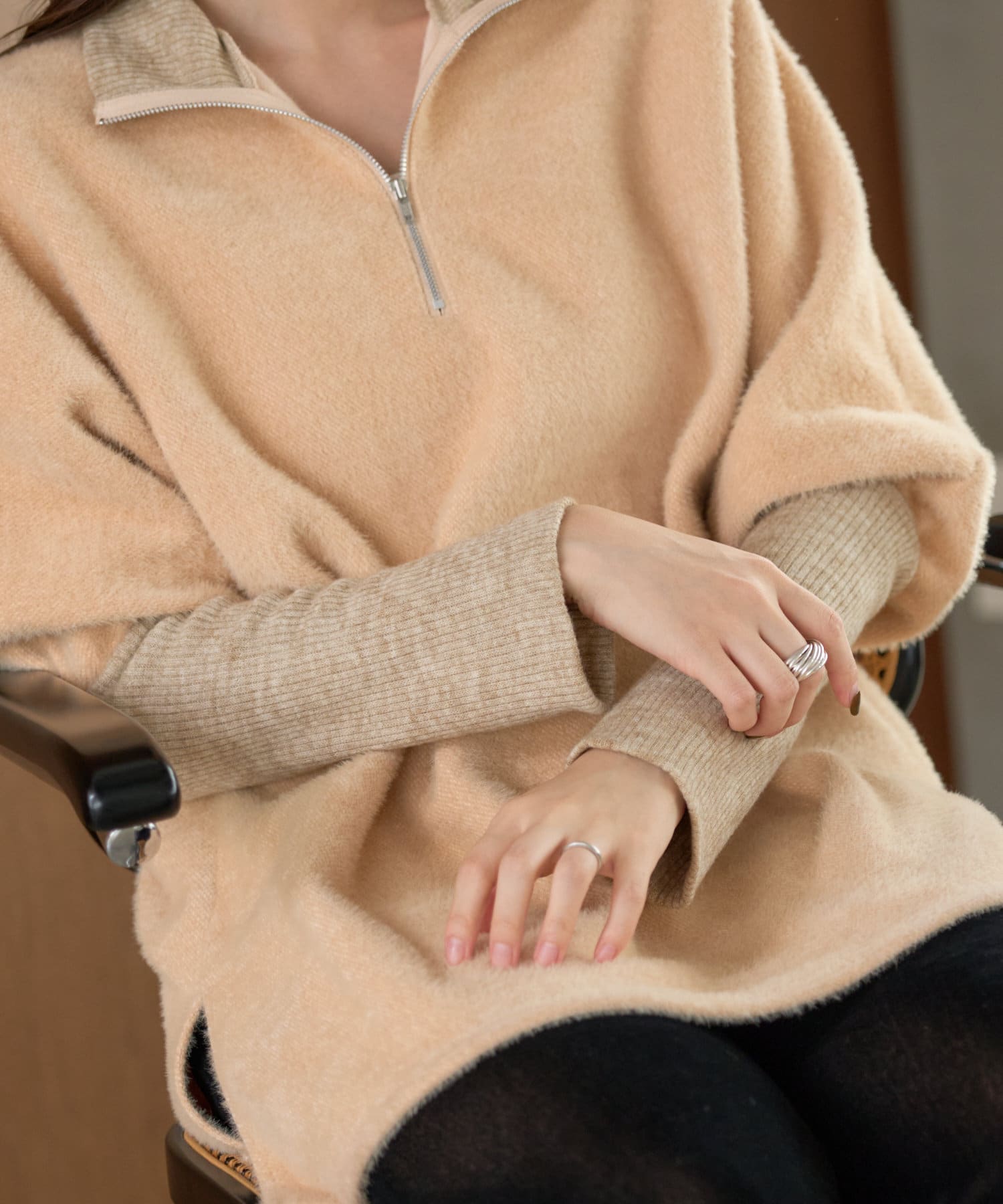 OUTLET(アウトレット) 【Kastane】シャギージッププルオーバー