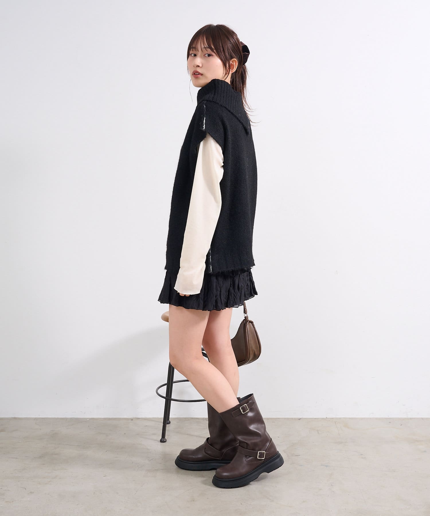 OUTLET(アウトレット) 【Kastane】アシメハイネックニットベスト