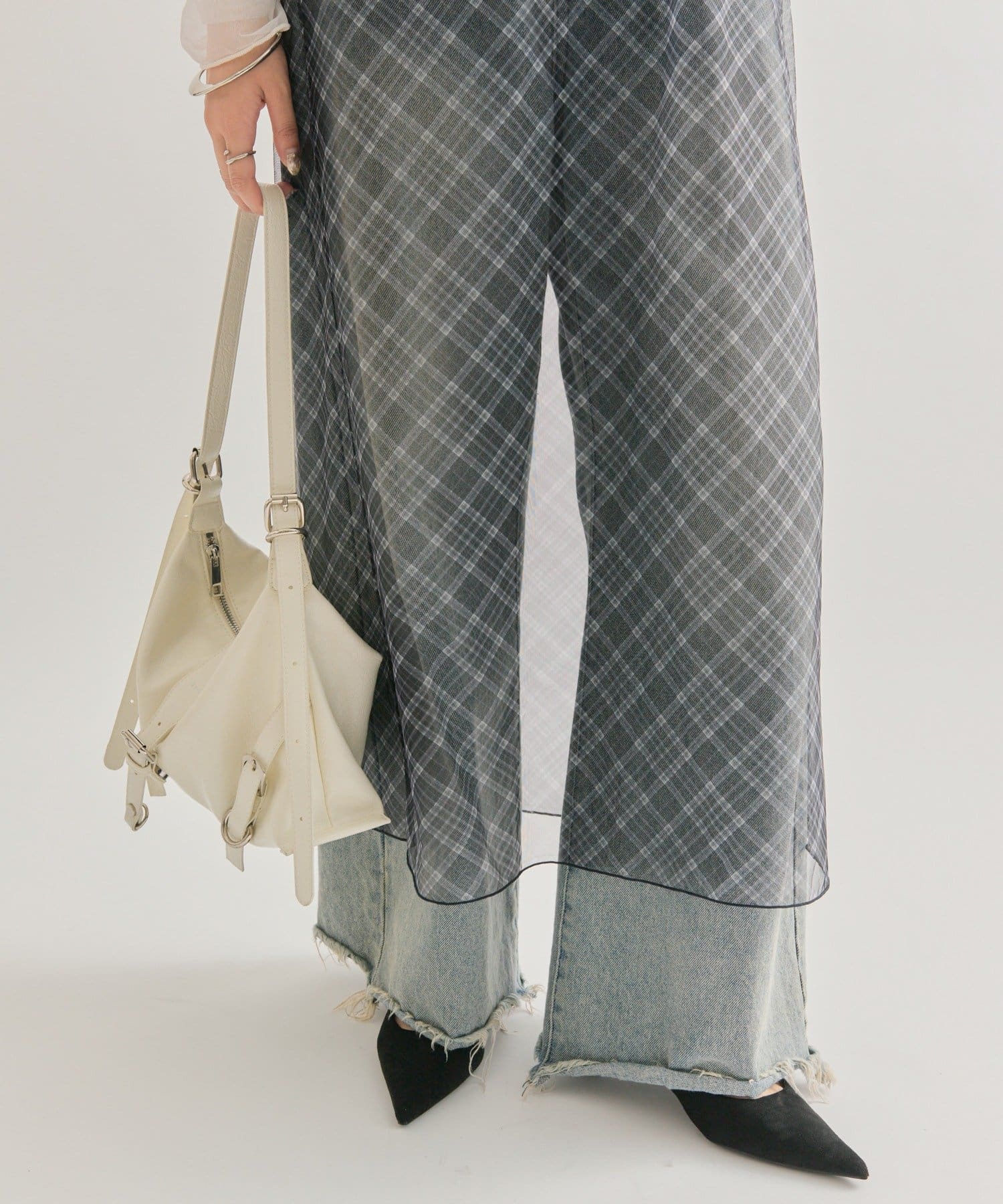 mystic(ミスティック) 【着回し力抜群！トレンド感のあるコーディネートが叶う♡】シアーチェックキャミワンピース