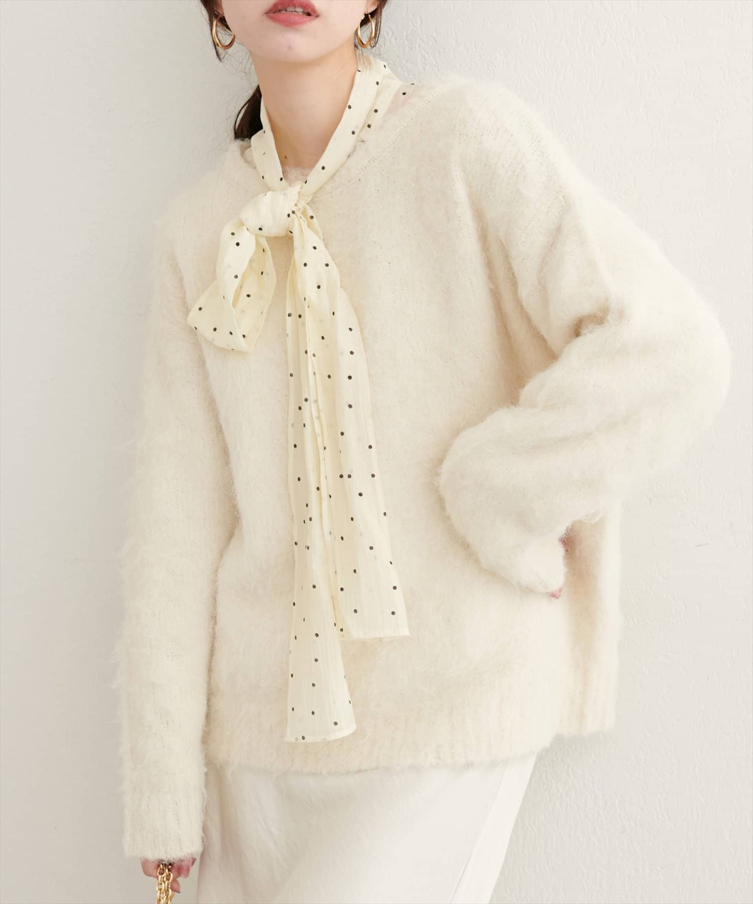 natural couture(ナチュラルクチュール) 【WEB限定】シャギー起毛クルーネックニットプルオーバー