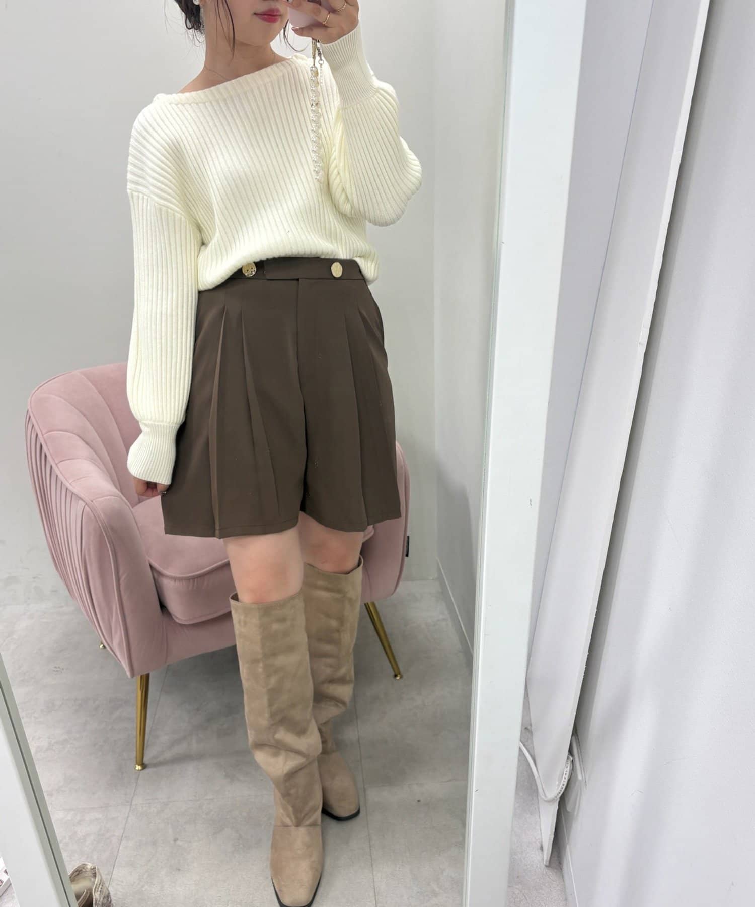 natural couture(ナチュラルクチュール) WEB限定／【canami】プリーツショートパンツ