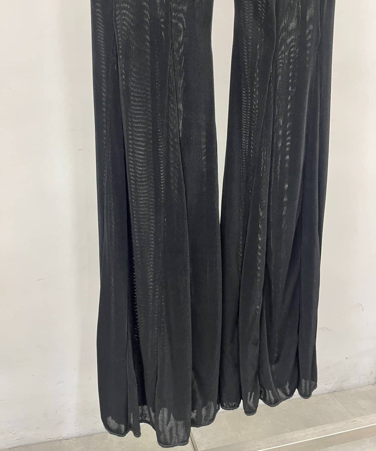 Pasterip(パセリ) 【ブラック/サイズ0・1】Sheer rib flared leggings