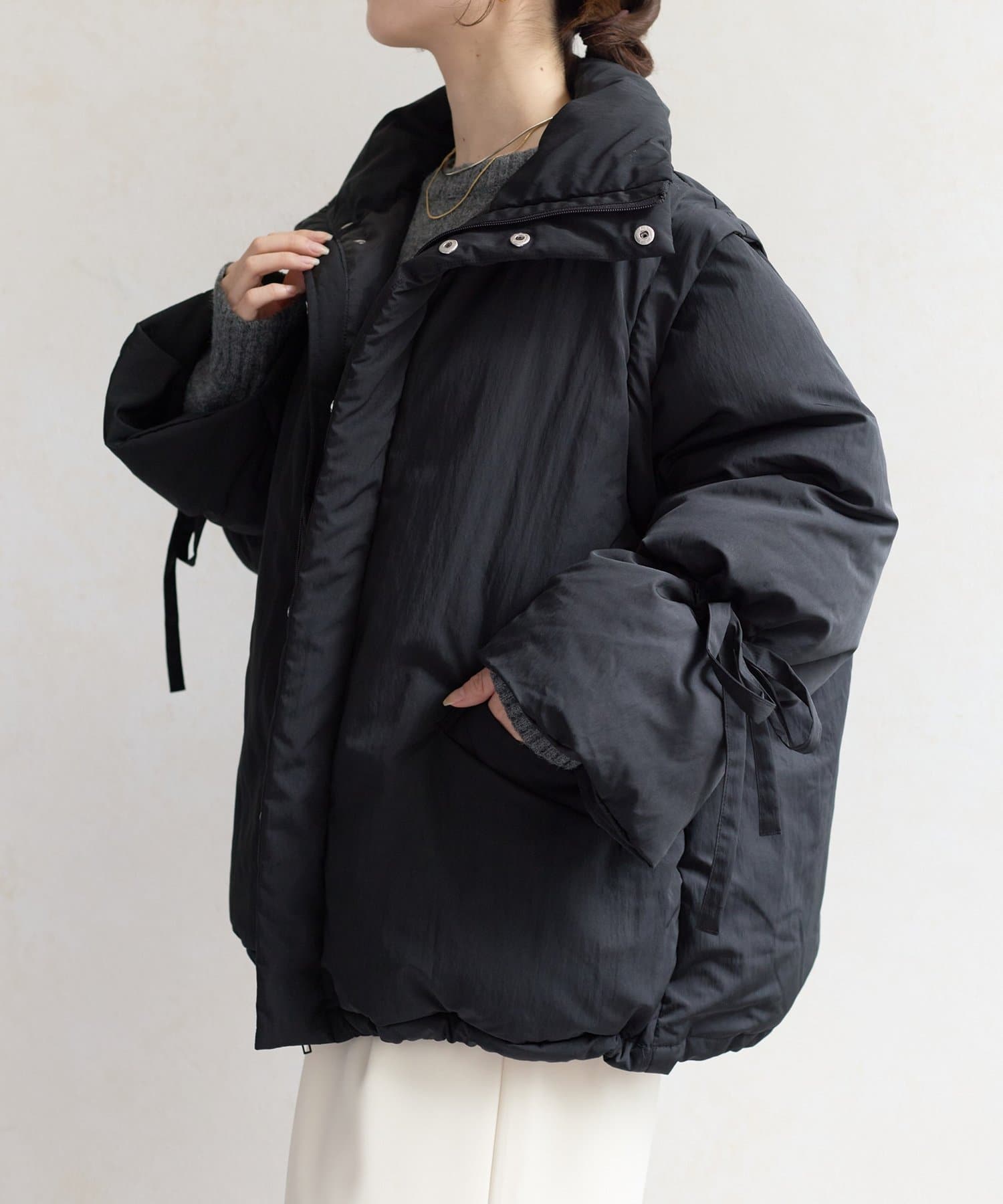 Thevon.(ゼヴォン) 2WAYスタンドネック中綿ブルゾン