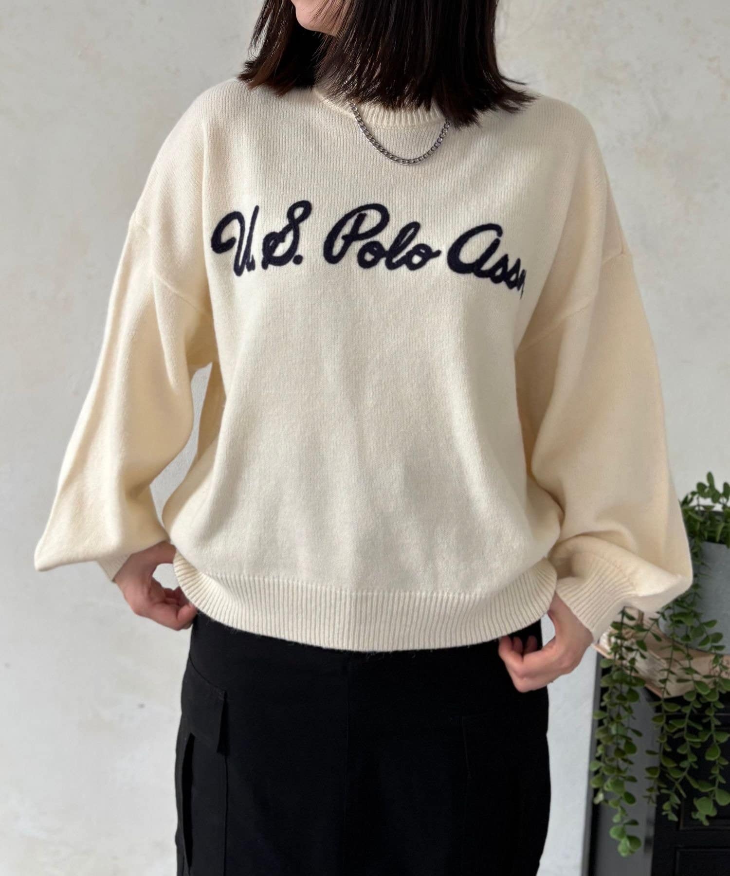 LOCUST(ローカスト) 【U.S.POLO ASSN.】 チェーン刺繍ニットプルオーバー