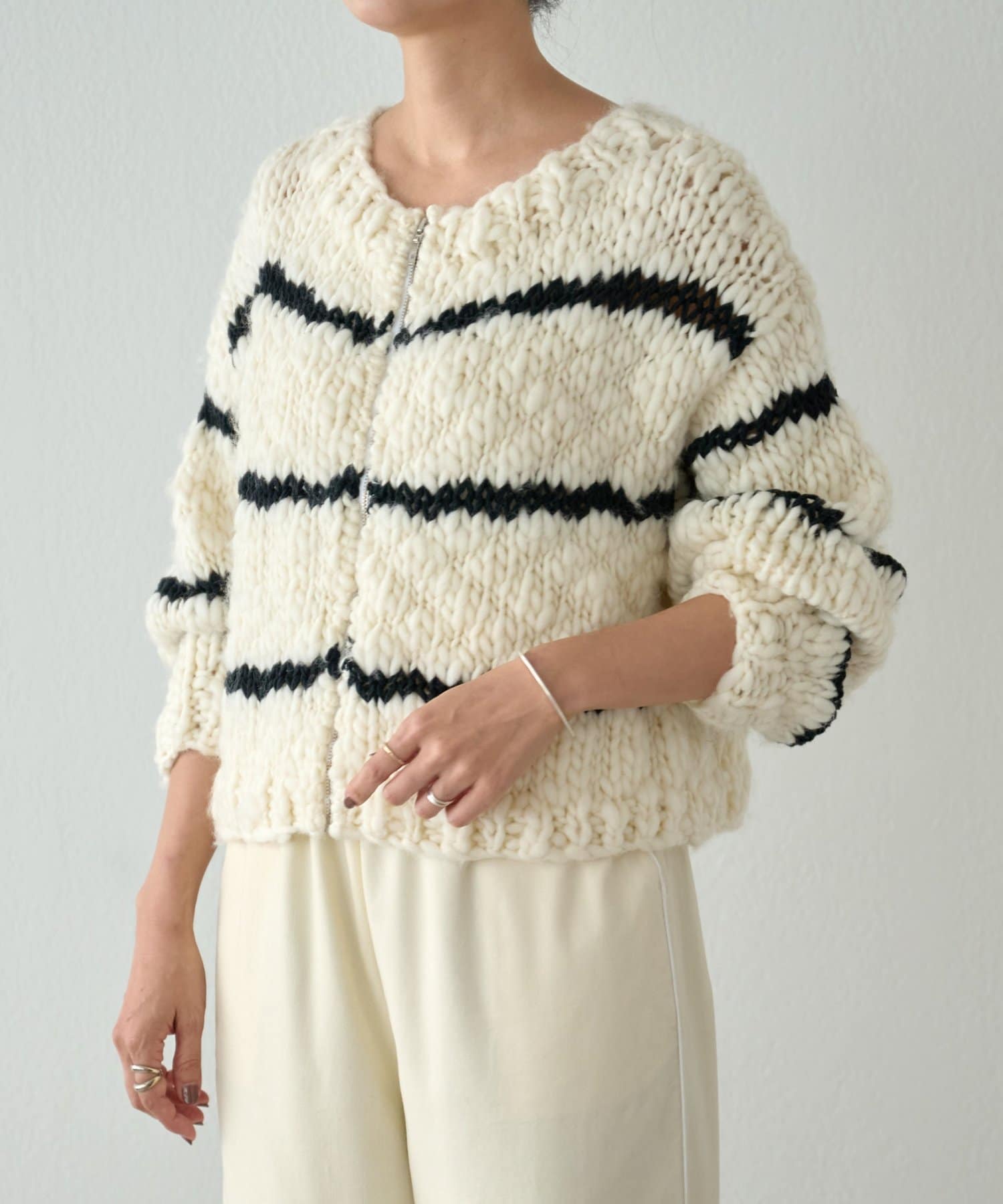 BEARDSLEY ローゲージボーダーニット 15 quinze》ロービングボーダー前後ニット | BEARDSLEY