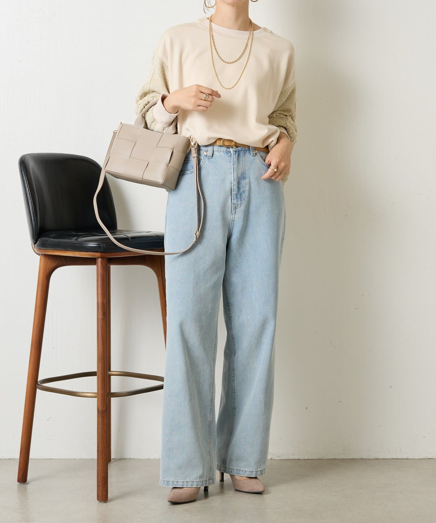 Jena　espace merveilleux ストレートパールデニムパンツ ストレートパールデニムパンツ | Jena espace merveilleux