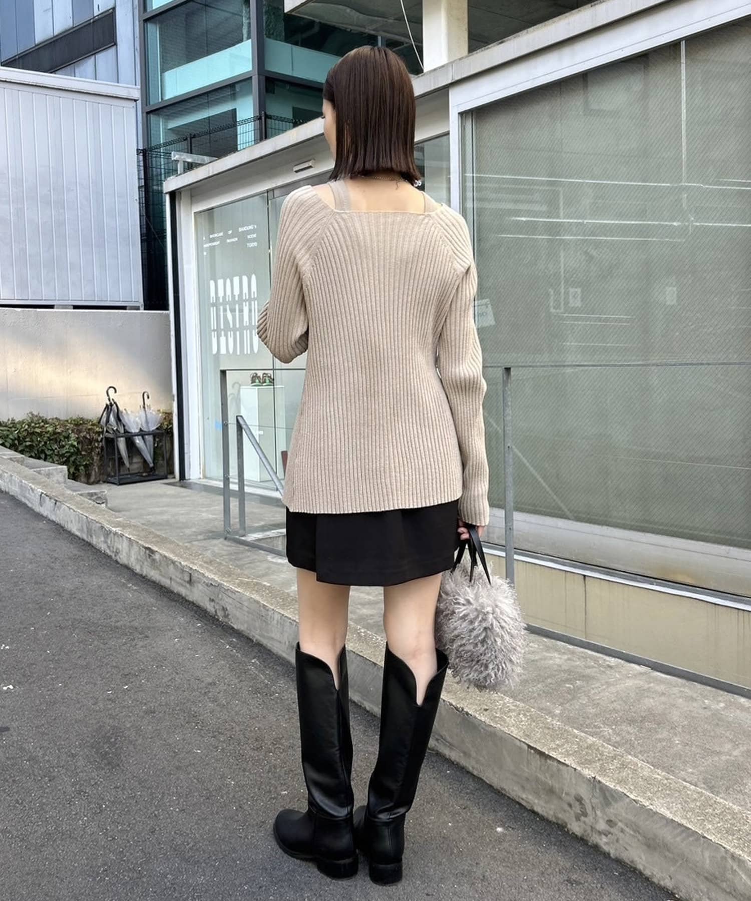 OUTLET(アウトレット) 【mystic】ベロアライクリブニット