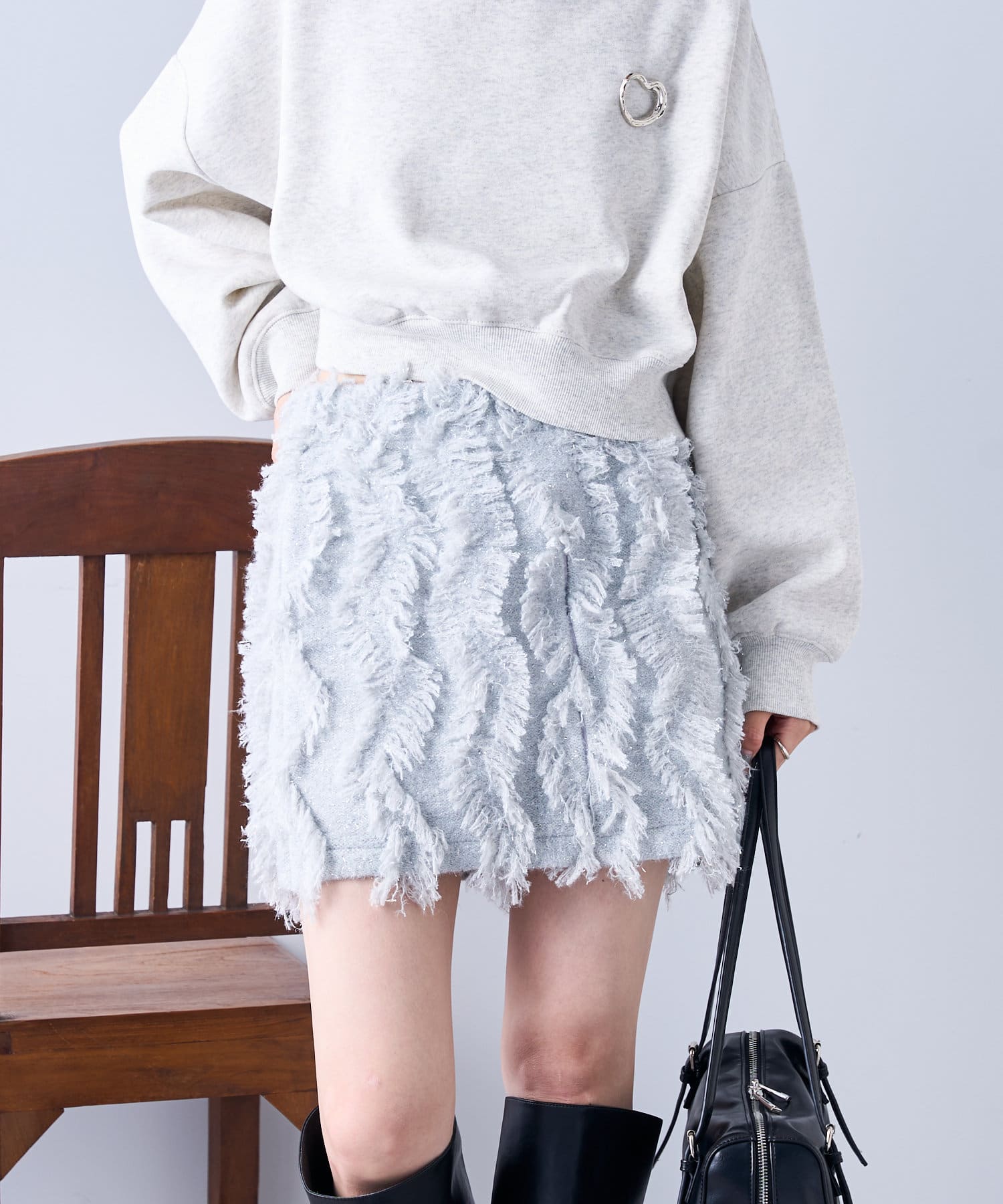 OUTLET(アウトレット) 【mystic】フリンジミニスカート