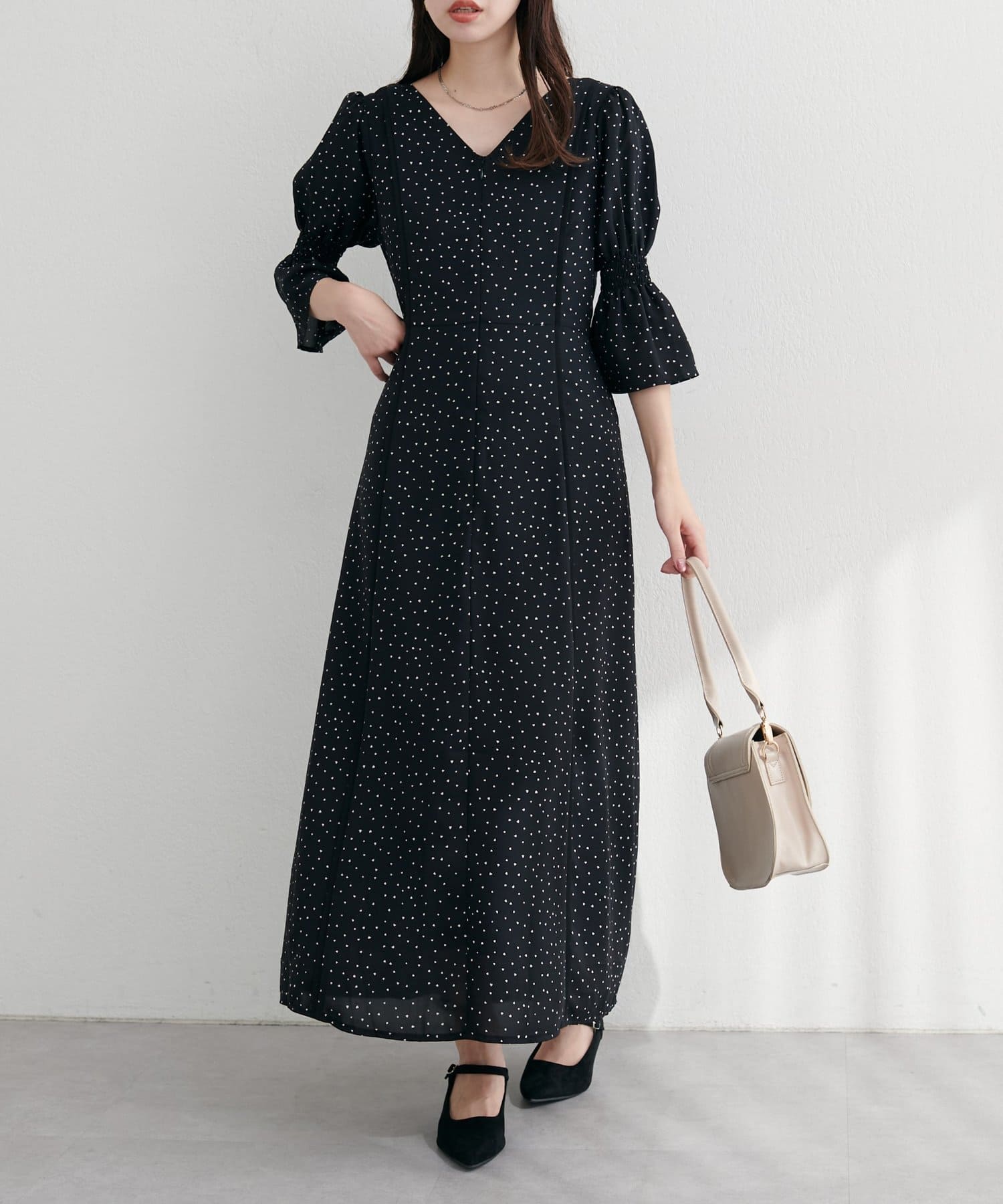 natural couture(ナチュラルクチュール) 【WEB限定】キャンディースリーブパイピングワンピース