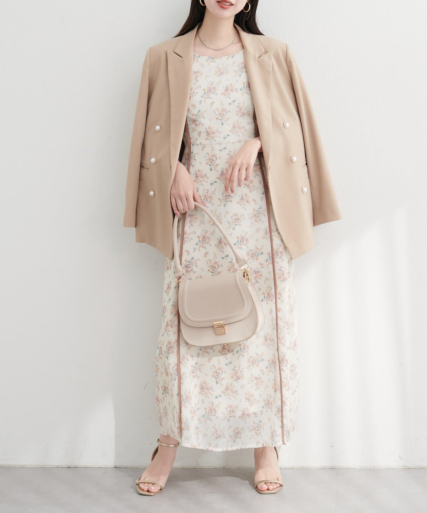 natural couture(ナチュラルクチュール) 【WEB限定】キャンディースリーブパイピングワンピース