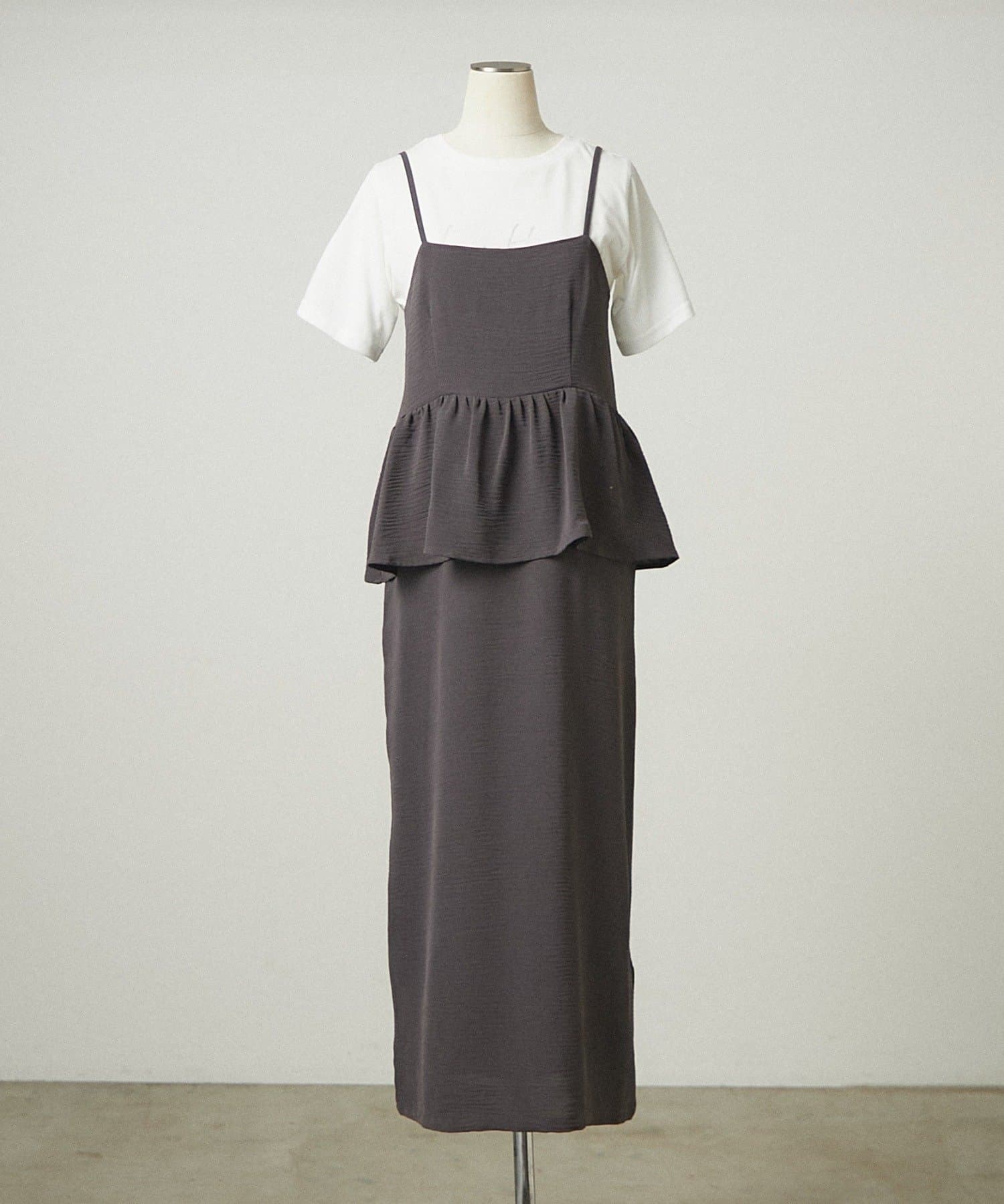 NICE CLAUP / OLIVE des OLIVE OUTLET(ナイスクラップ  / オリーブ デ オリーブ アウトレット) 2セットアイテム【RMAF】ドッキング風キャミワンピ＋Tシャツ
