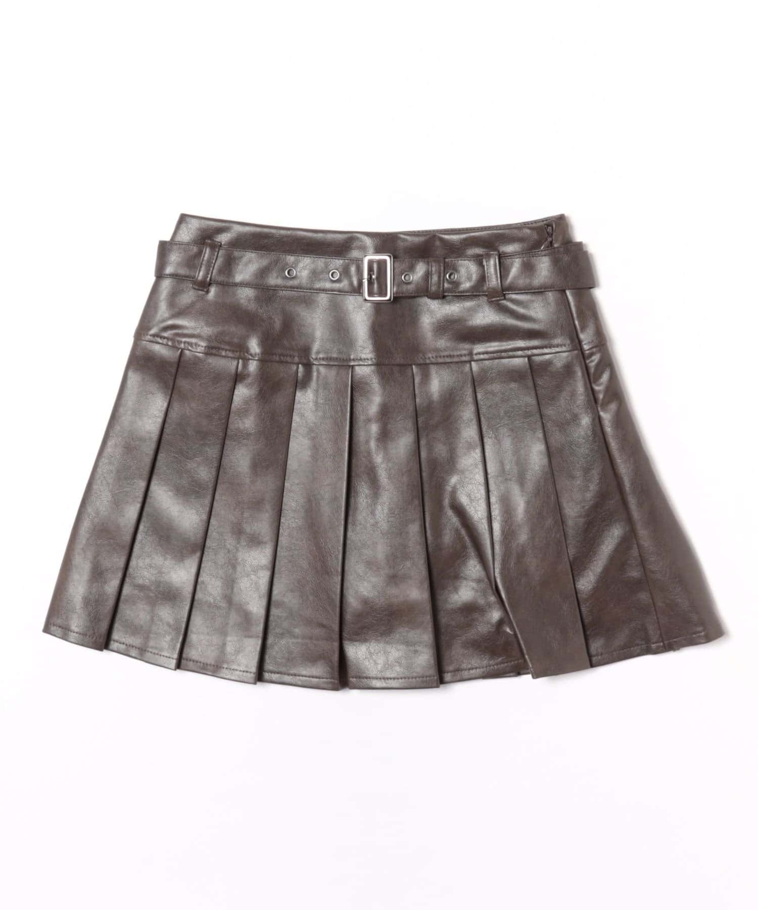 NICE CLAUP / OLIVE des OLIVE OUTLET(ナイスクラップ  / オリーブ デ オリーブ アウトレット) 【RMAF】ベルト付合皮ミニスカート