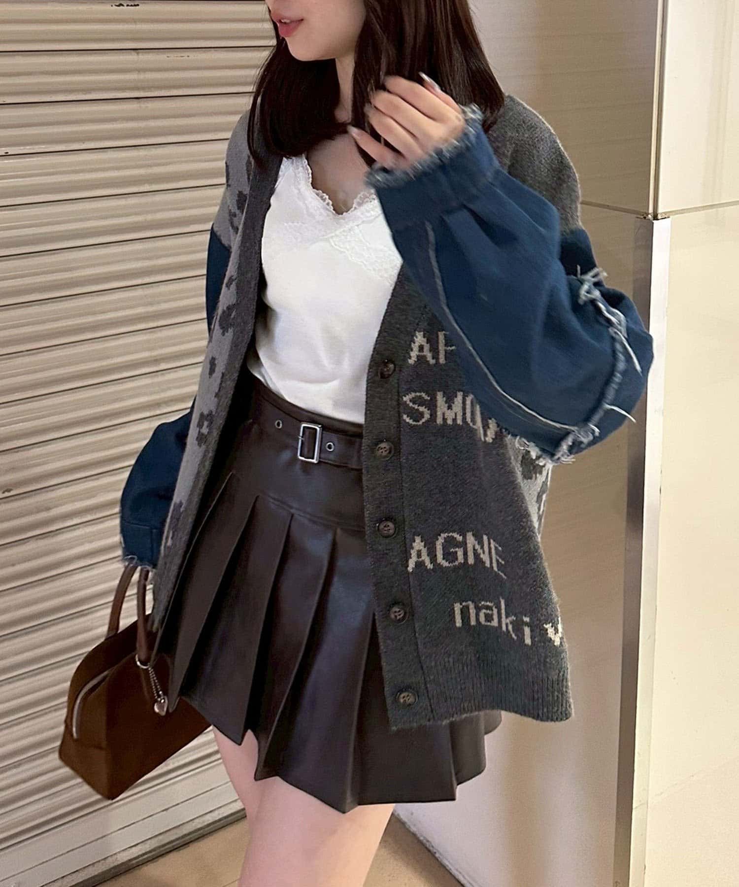 NICE CLAUP / OLIVE des OLIVE OUTLET(ナイスクラップ  / オリーブ デ オリーブ アウトレット) 【RMAF】デニム切替ヒョウ柄カーディガン