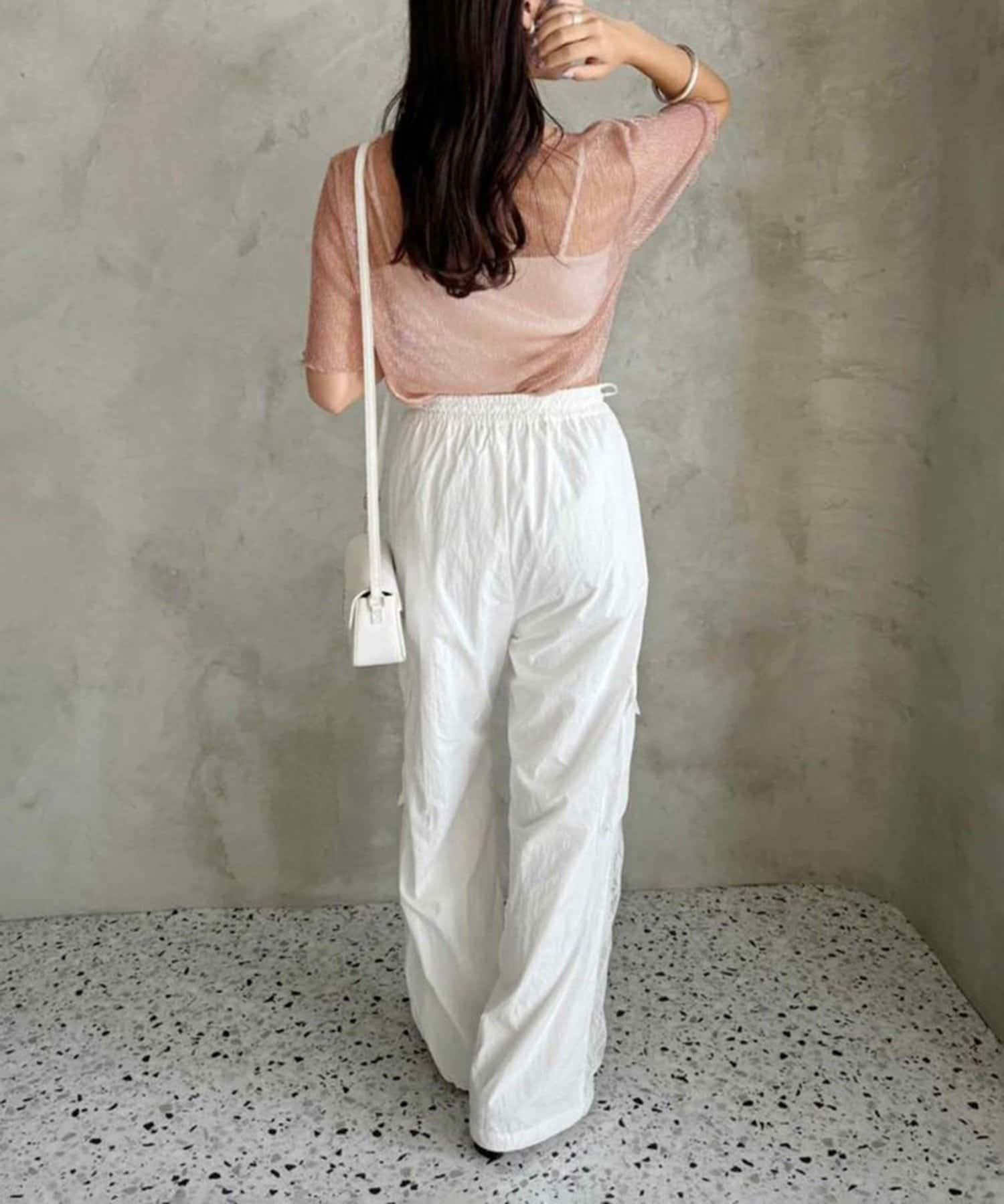 NICE CLAUP / OLIVE des OLIVE OUTLET(ナイスクラップ  / オリーブ デ オリーブ アウトレット) 【one after another】ラメプリーツ半袖Ｔ