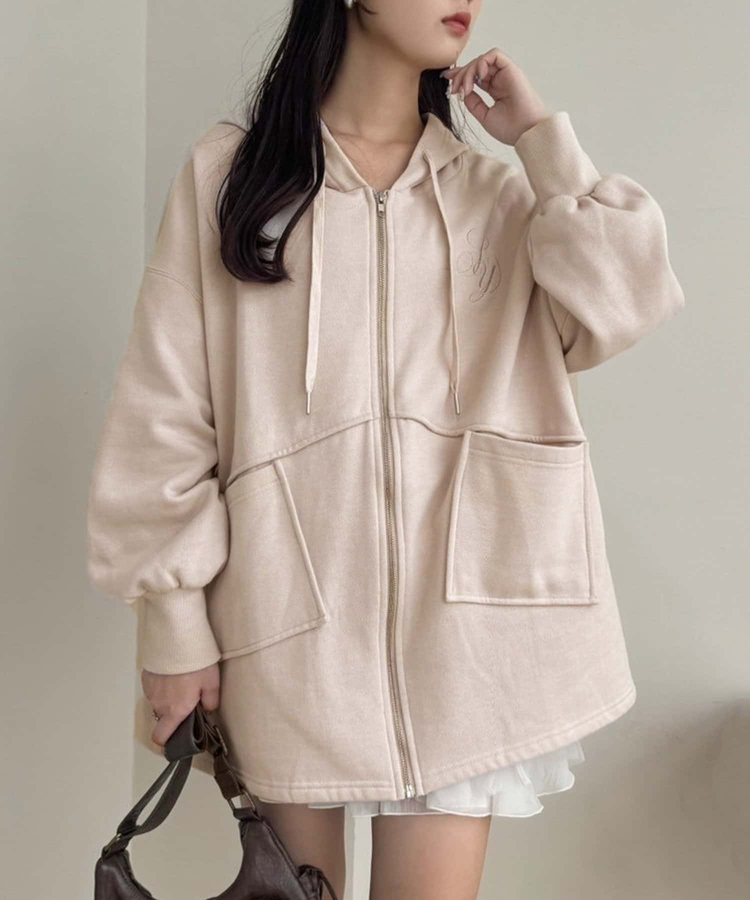 one after another NICE CLAUP(ワンアフターアナザー ナイスクラップ) 【WEB限定】ビッグシルエットジップパーカー／裏毛
