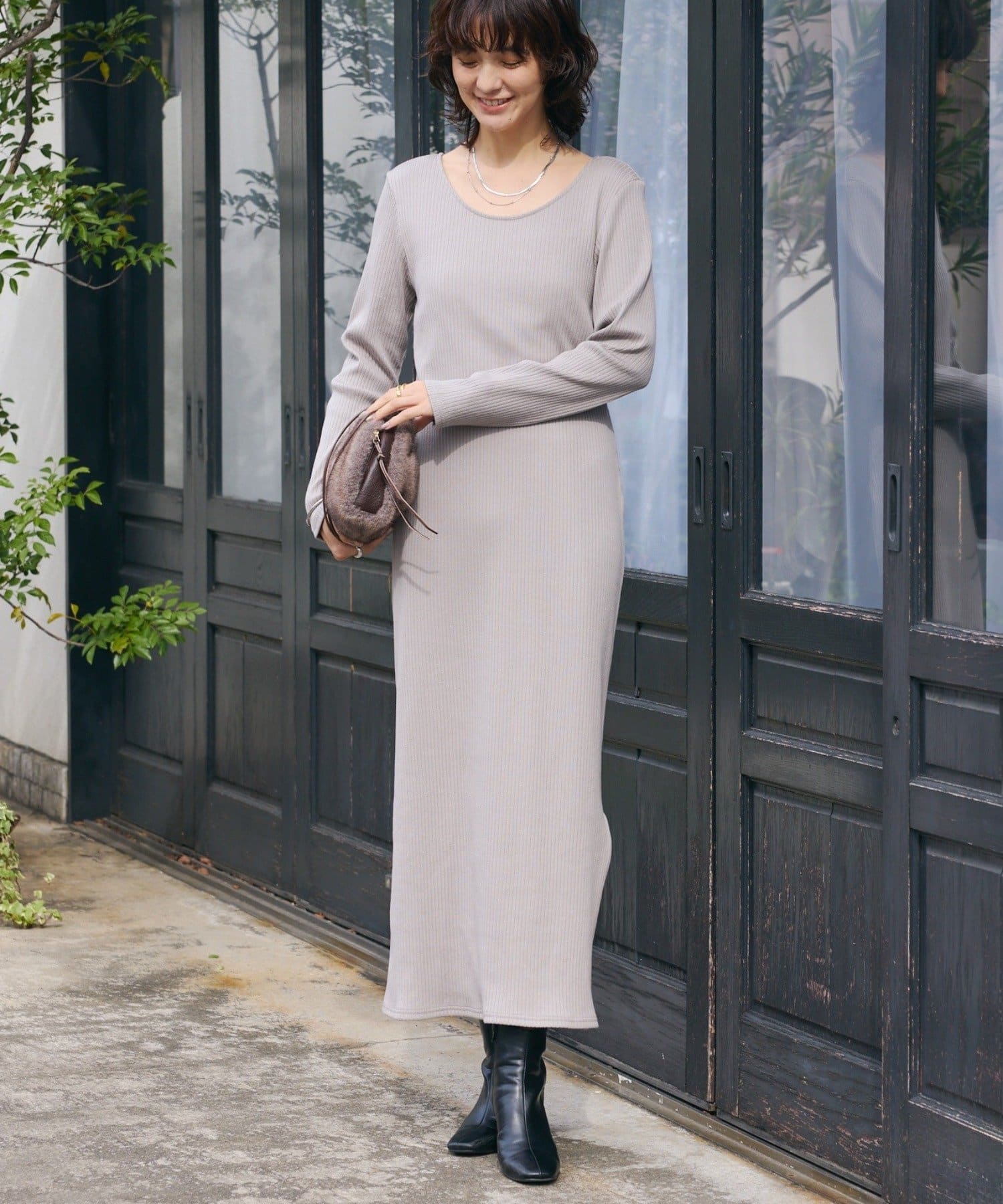 RIVE DROITE(リヴドロワ) 予約【新色追加】【全骨格細見え】NEW2WAYロングリブワンピース