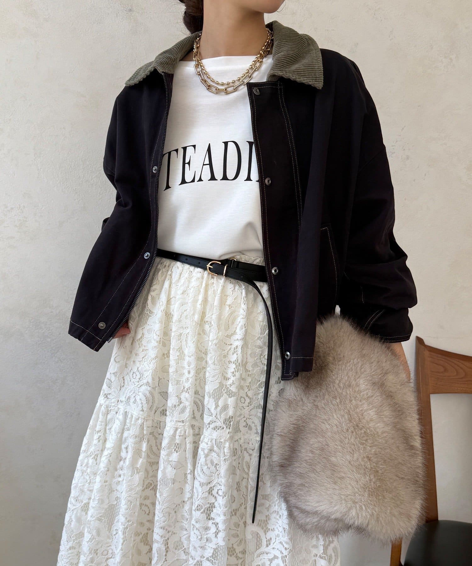 DOUDOU(ドゥドゥ) 【WEB限定】コーデュロイ襟切替ジャケット