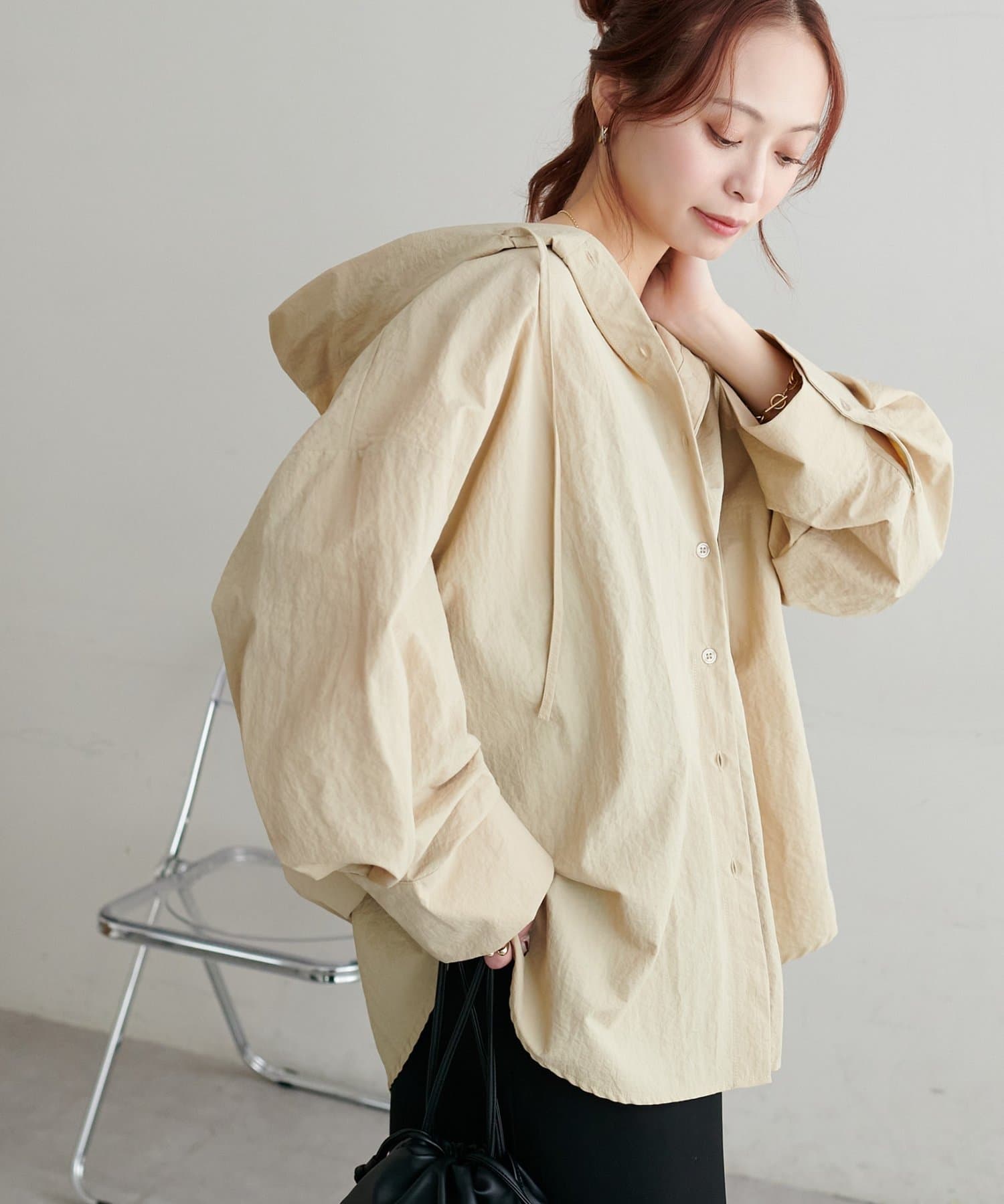 DISCOAT(ディスコート) 【WEB限定】ナイロンフードシャツブルゾン