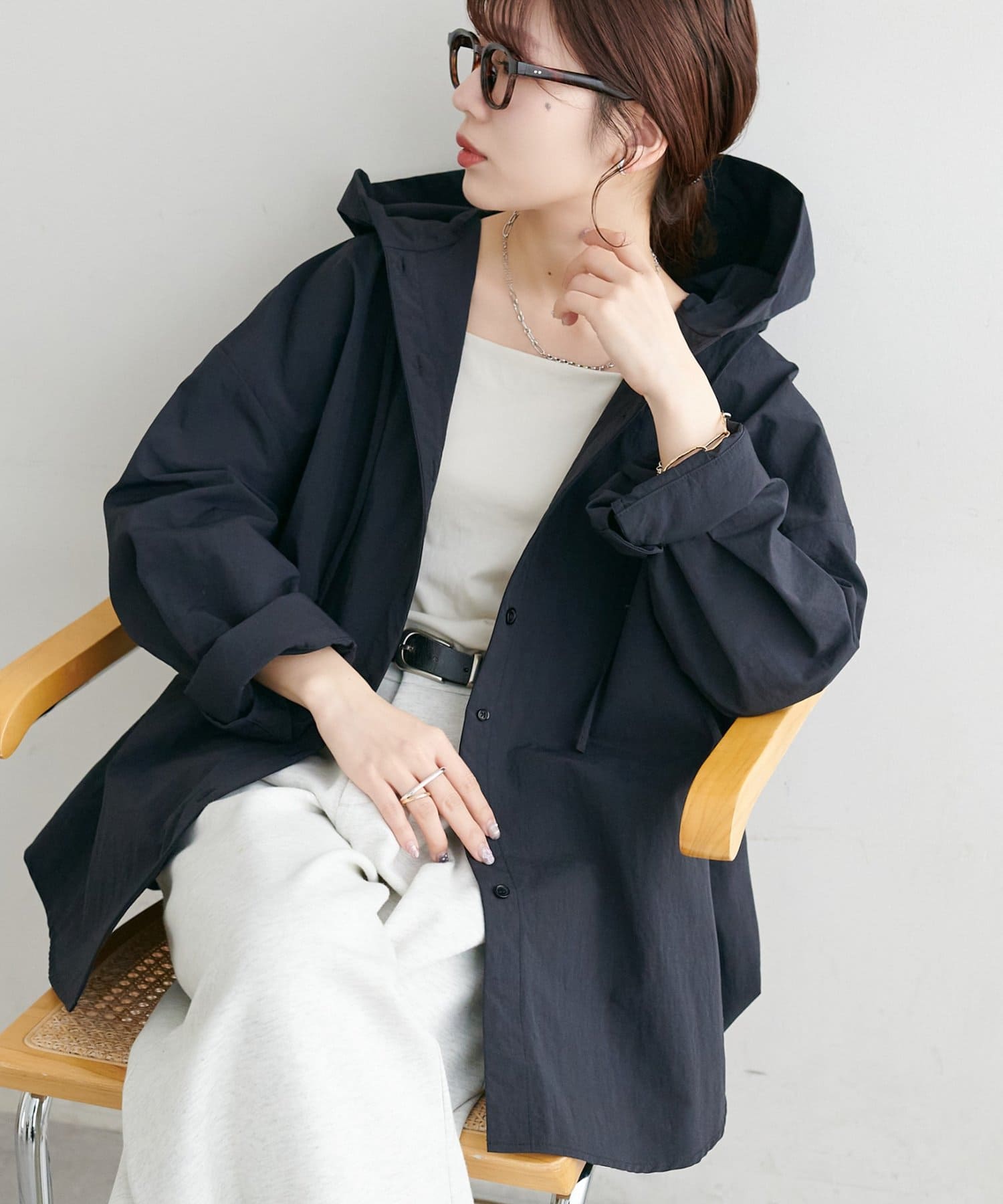 DISCOAT(ディスコート) 【WEB限定】ナイロンフードシャツブルゾン