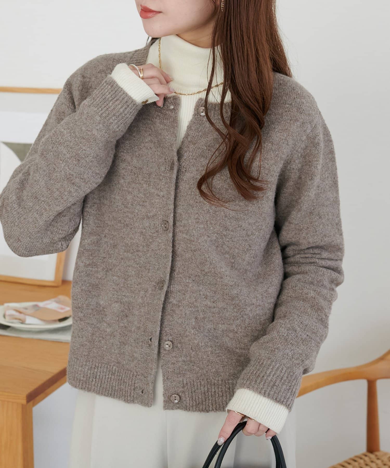 DISCOAT(ディスコート) 【着回し万能◎/WEB限定】クルーネックニットカーディガン