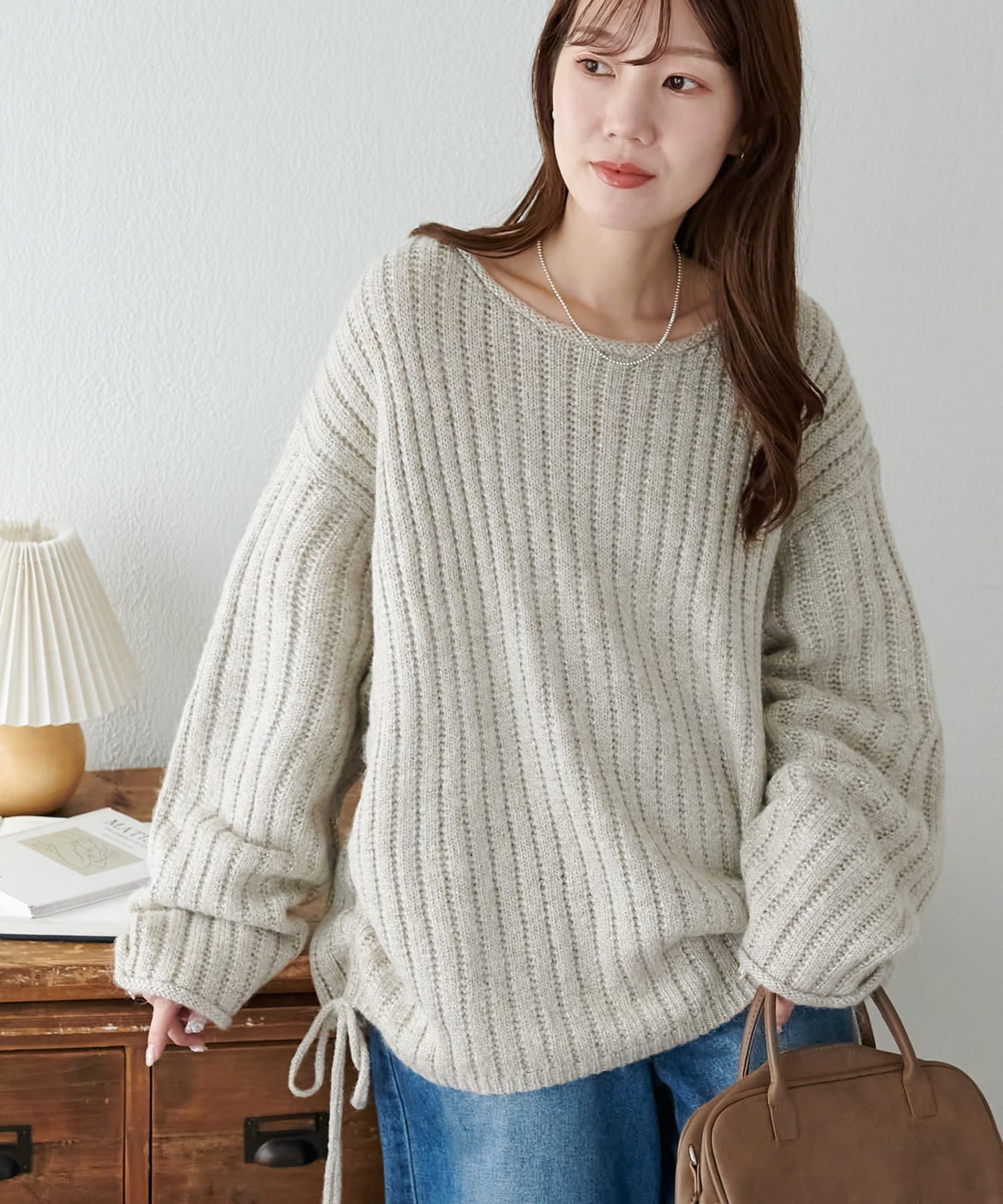 DISCOAT(ディスコート) 【腰回りカバー/WEB限定】ドロストニットプルオーバー