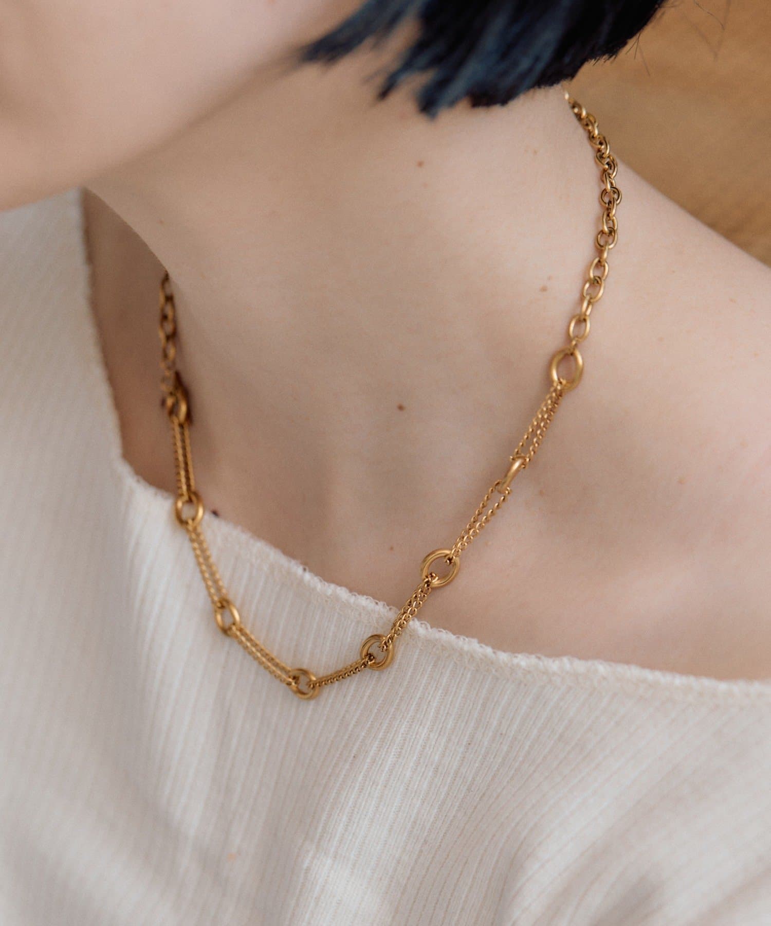 ear PAPILLONNER(イア パピヨネ) 《金属アレルギー対応/ステンレス》スキップDチェーンネックレス