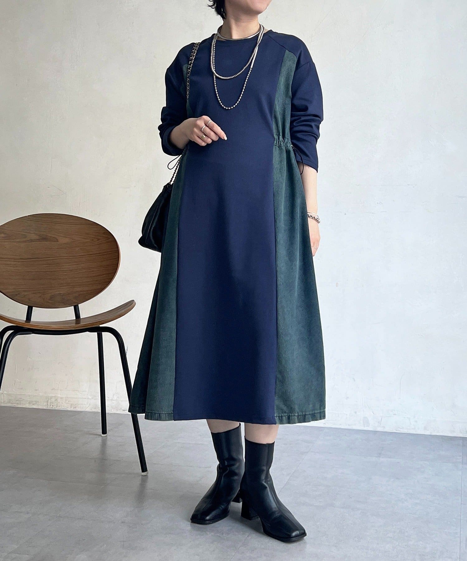 un dix cors(アンディコール) 【新色追加】デニム切替ワンピース