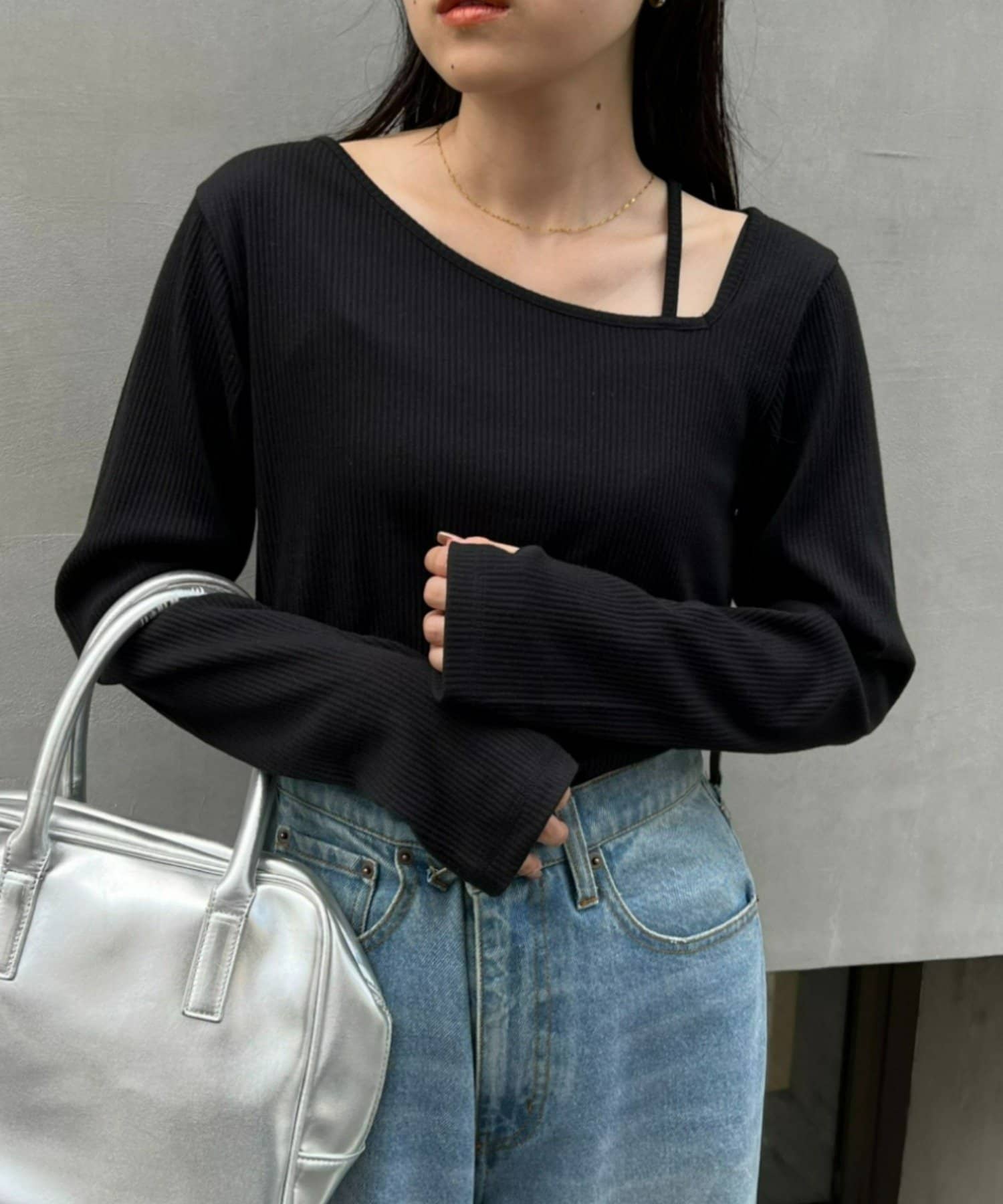 CIAOPANIC TYPY(チャオパニックティピー) W【WEB限定】アシメネックリブロンTee