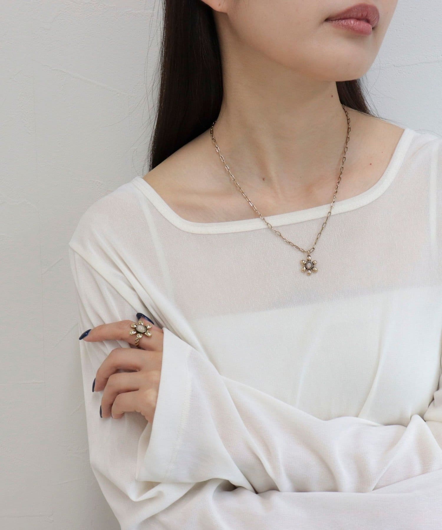 Jane marple ティーカップと花ネックレス+ブレスレット カラフル フラワーネックレス TINA：JOJUN 全1色｜tnj935-0897