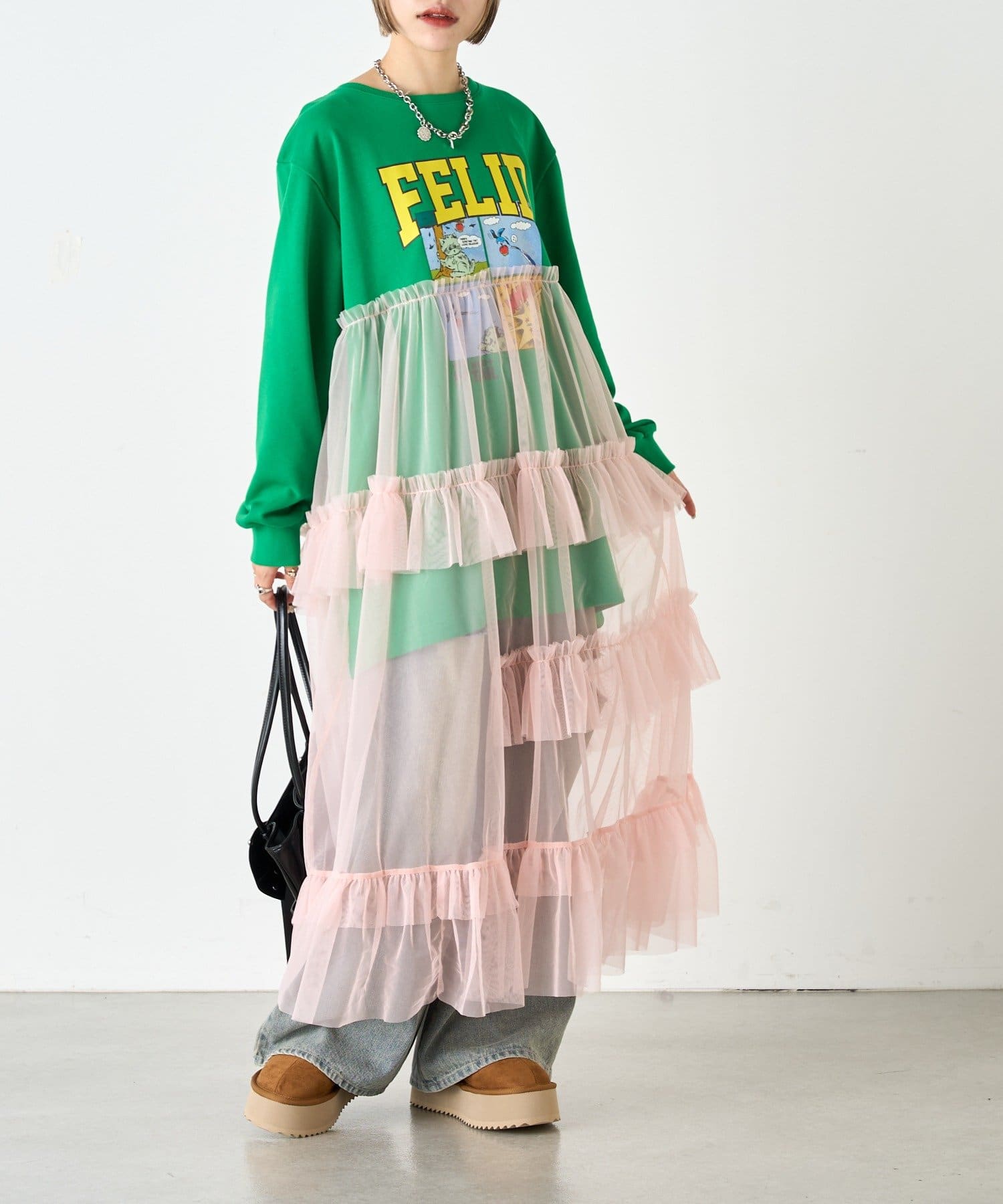 w closet(ダブルクローゼット) スウェットドッキングワンピース