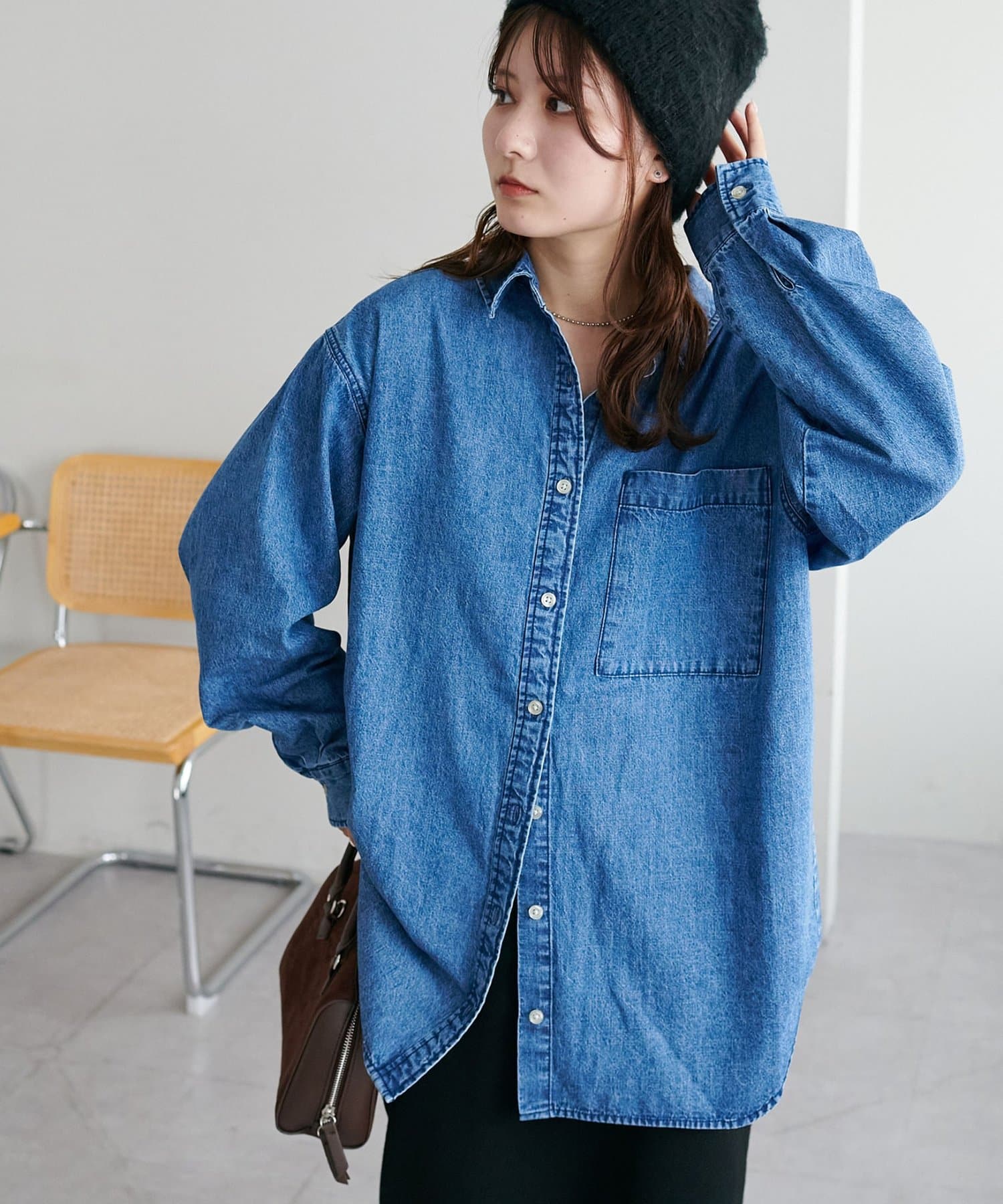 軽やかな着心地/デニム風シャツ】ダンガリーシャツ《WEB限定
