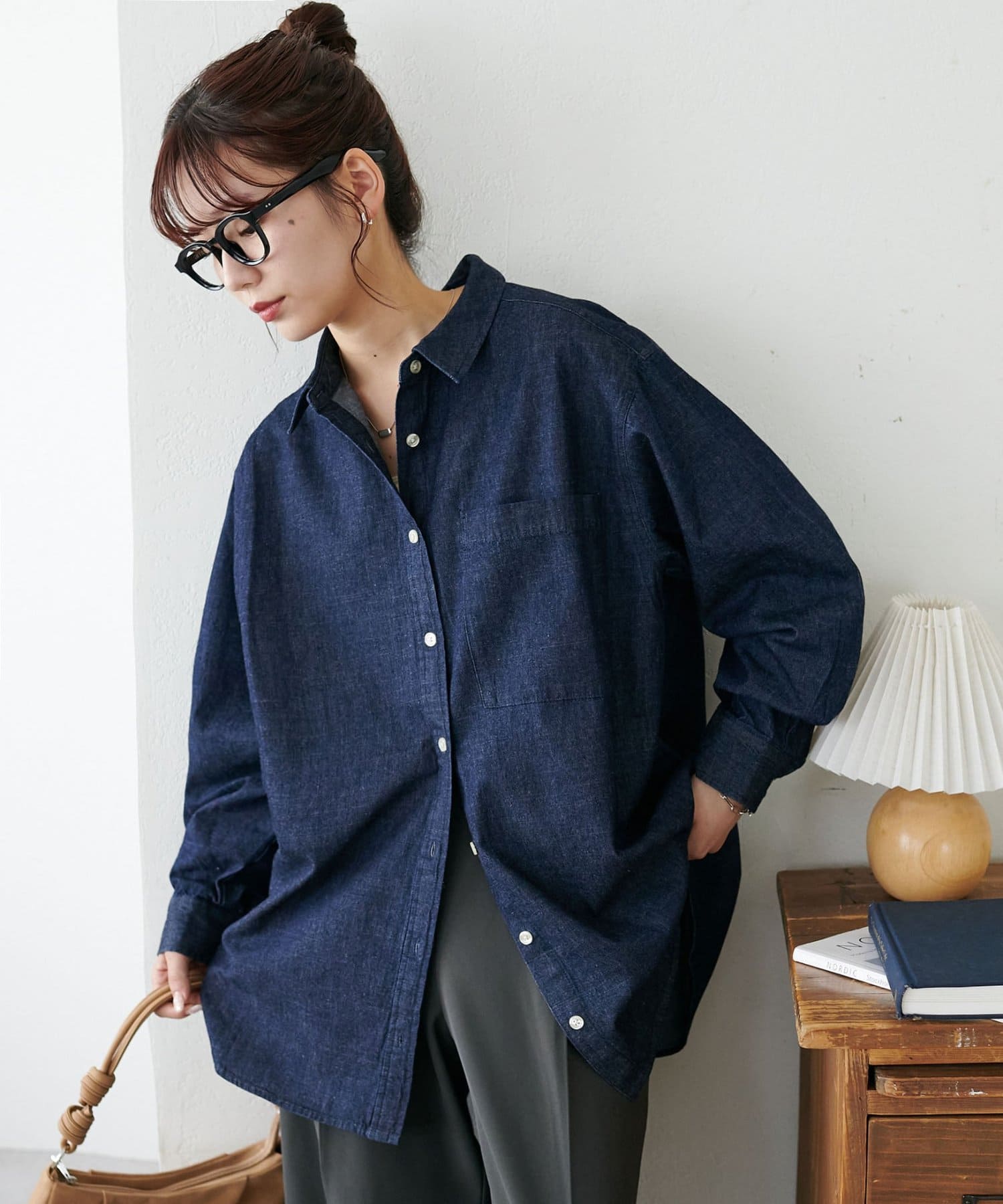軽やかな着心地/デニム風シャツ】ダンガリーシャツ《WEB限定