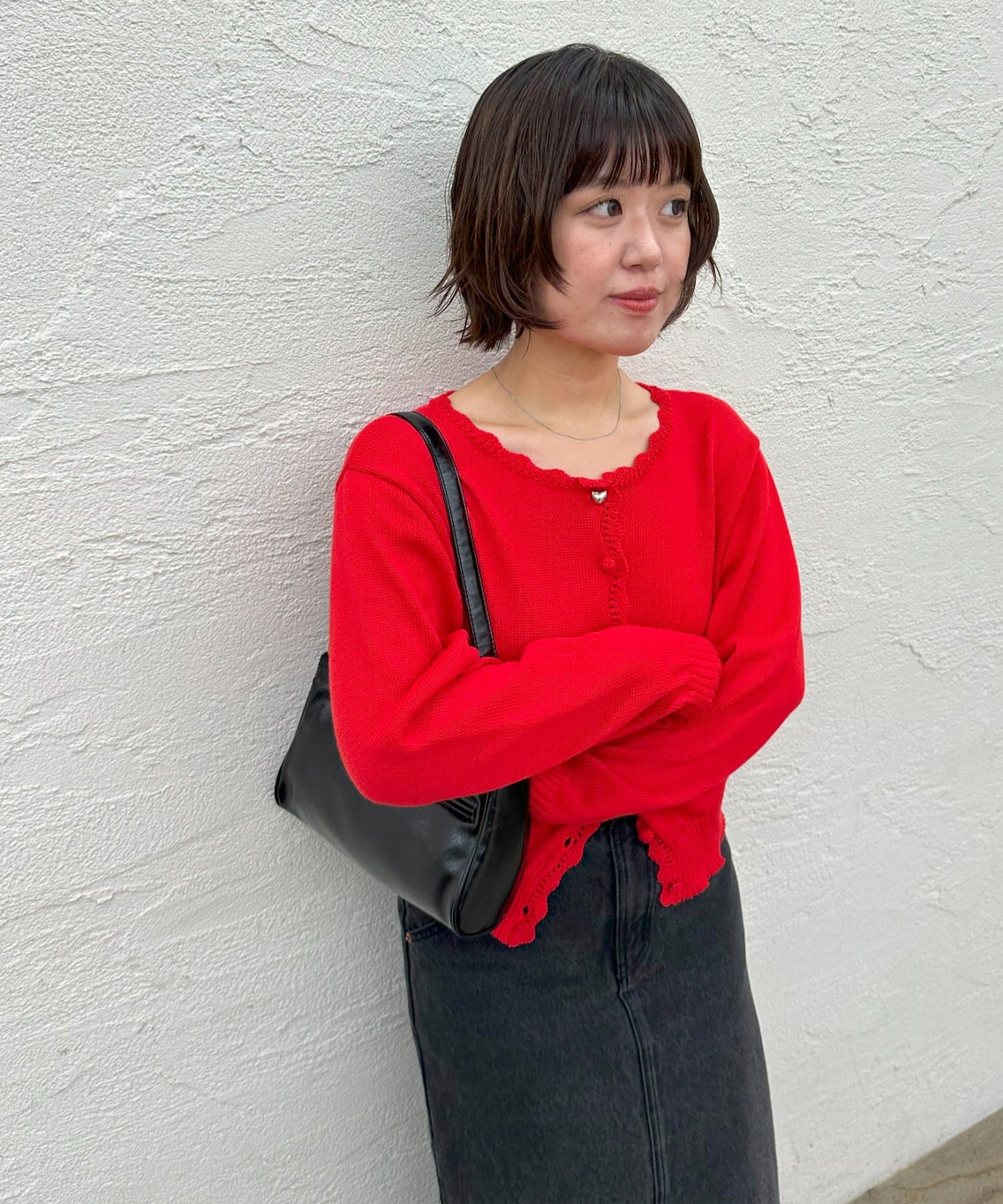 DISCOAT(ディスコート) 【umm.】ハート釦カギ針使いカーディガン