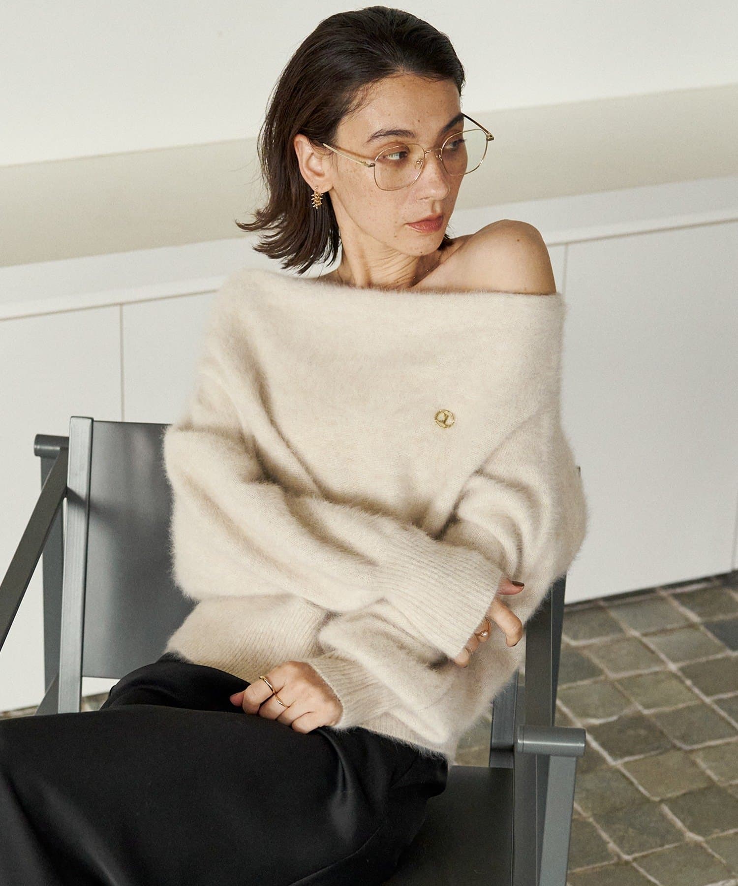 capricieux le'mage FOXカシミアボートネックニット C.L】FOXカシミアボートネックニット | CAPRICIEUX LE'MAGE