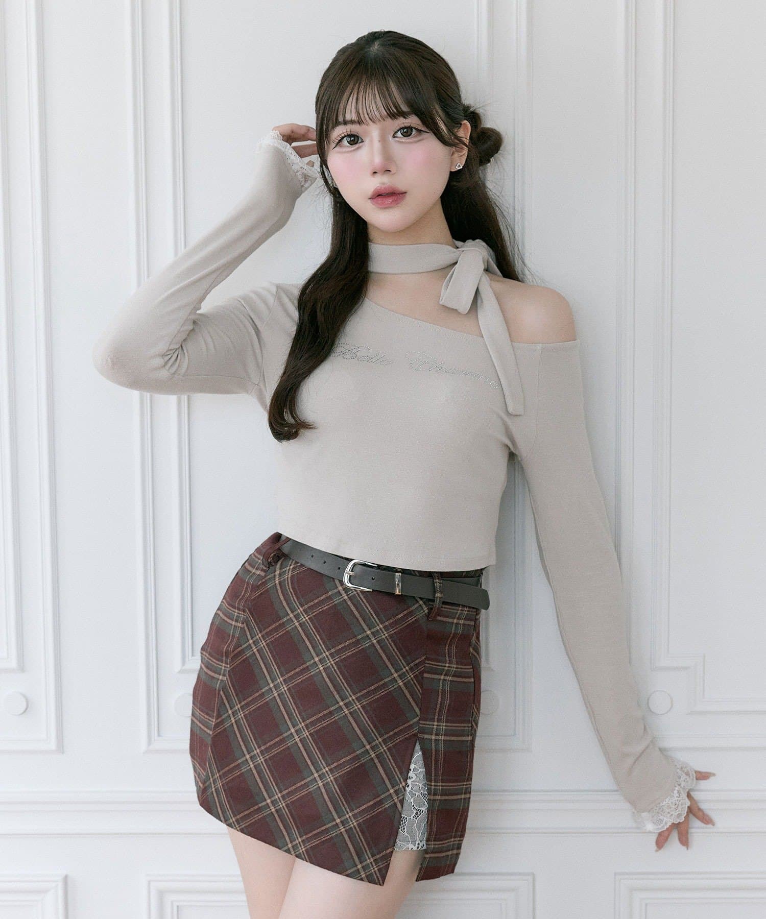 OLIVE des OLIVE(オリーブ デ オリーブ) 【Belle Charme】ラインストーンロゴリボンT