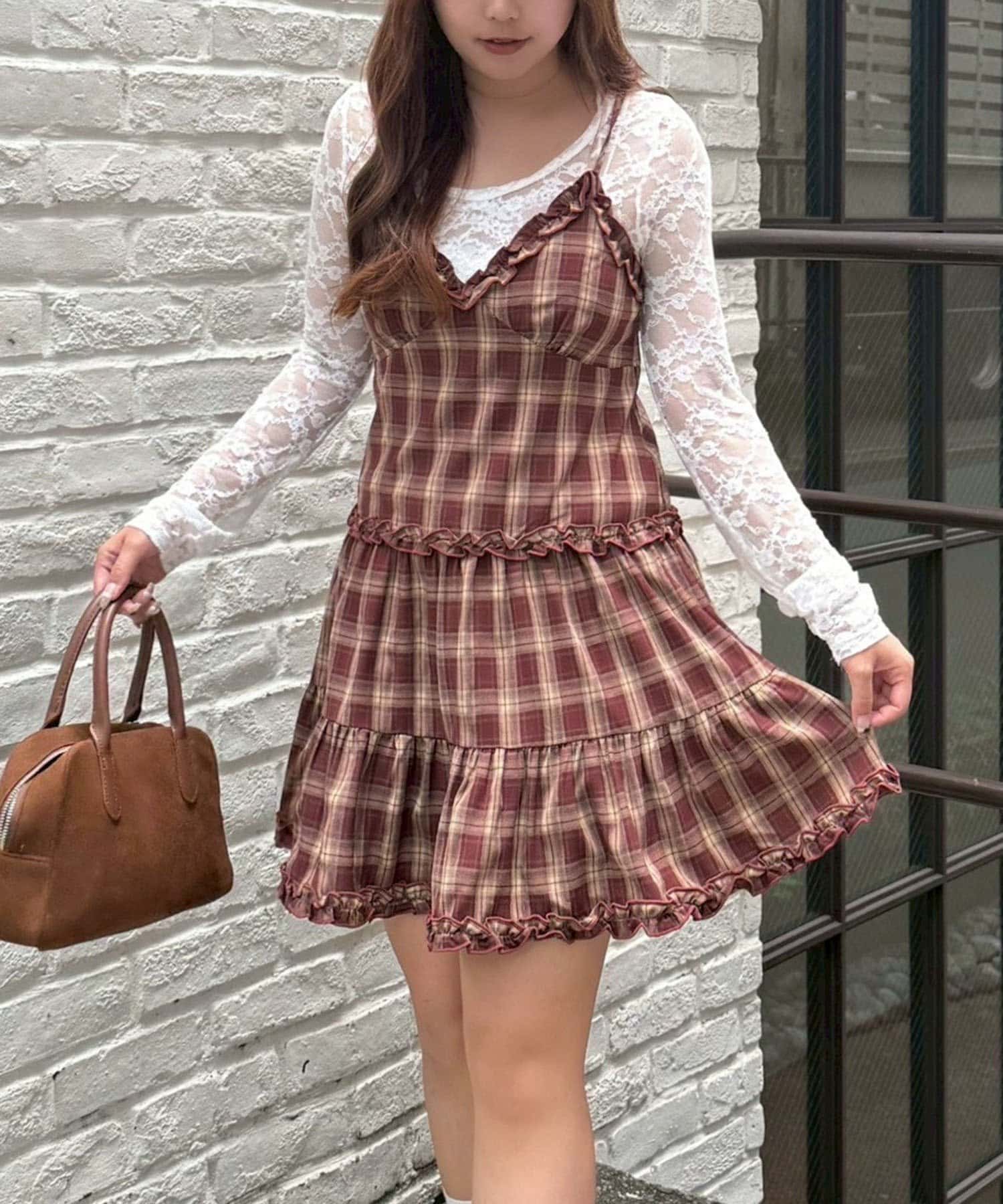 NICE CLAUP / OLIVE des OLIVE OUTLET(ナイスクラップ  / オリーブ デ オリーブ アウトレット) チェックティアードキャミチュニック
