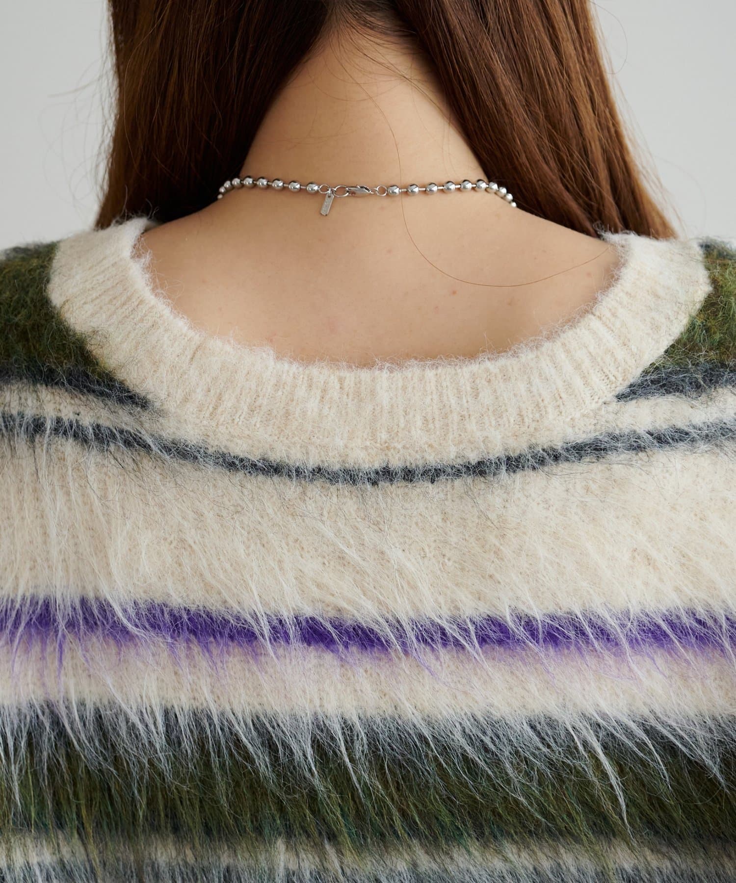 DISCOAT(ディスコート) 【FAV KNIT FES】シャギーマルチボーダーVネックニット《ユニセックス》