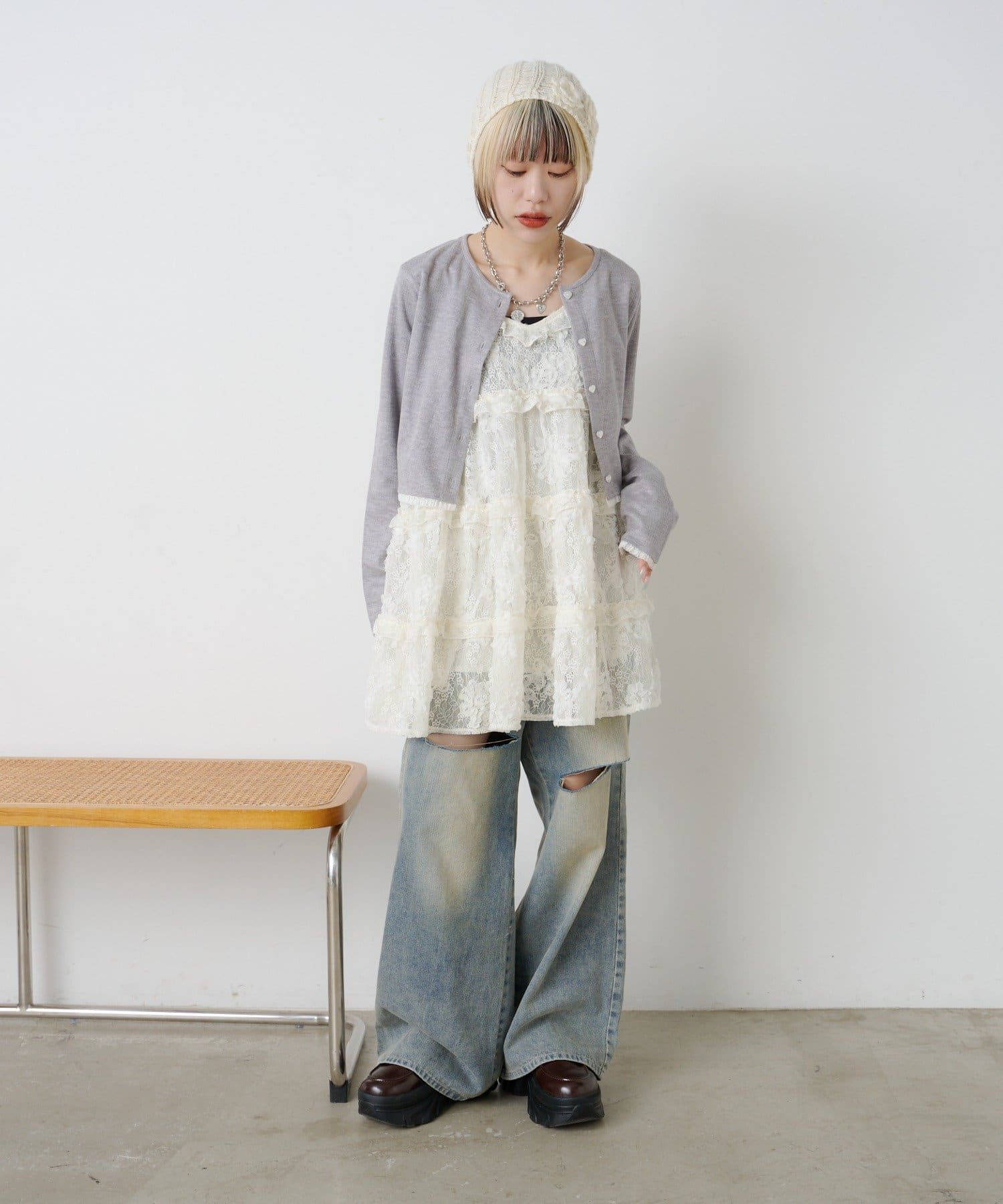 ベリアミミ　ローズヘムミニワンピース グレー ベリアミミ ローズヘムミニワンピース グレー BELEAR MIMI