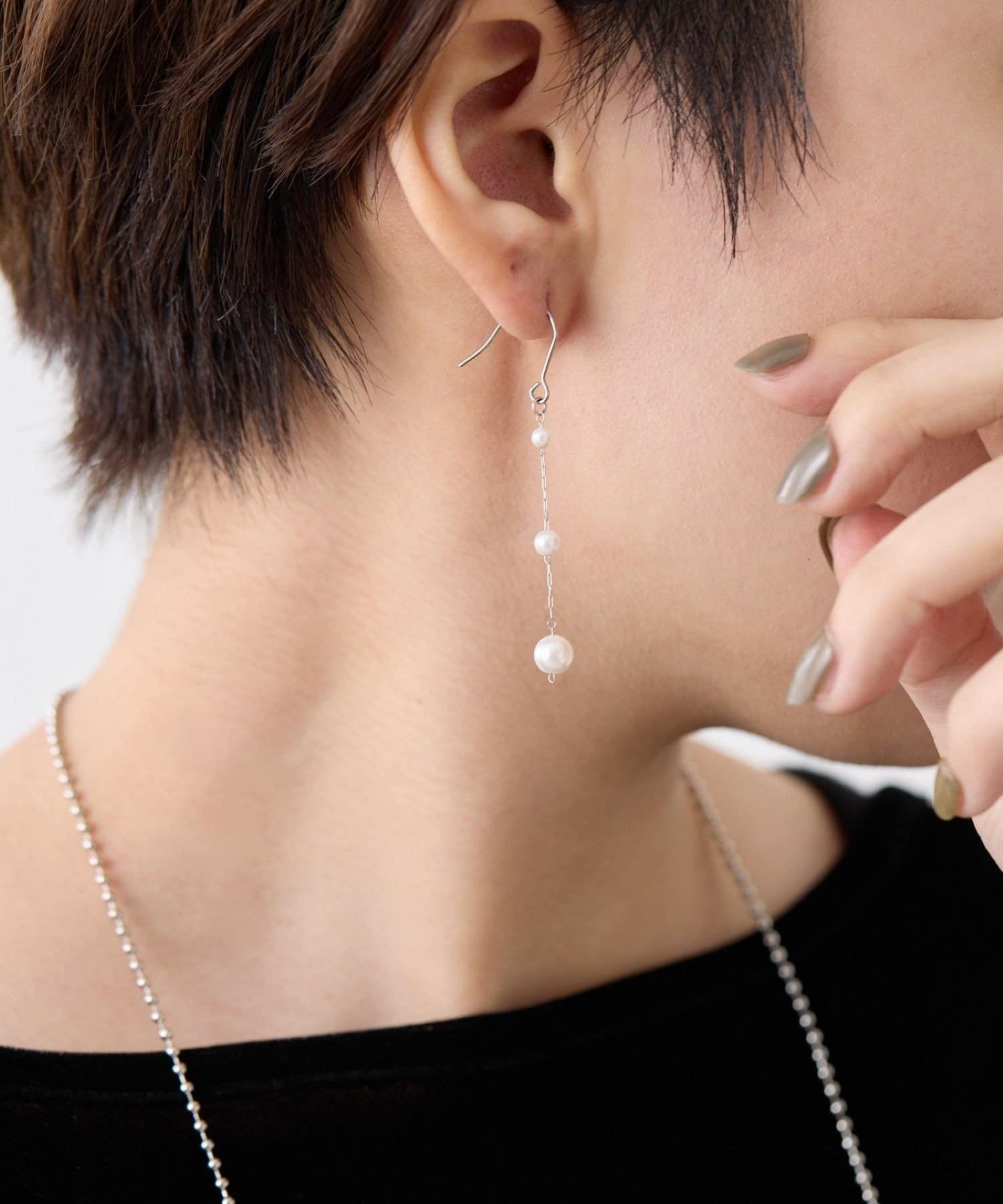ear PAPILLONNER(イア パピヨネ) 《金属アレルギー対応/ステンレス》細チェーン×パールピアス