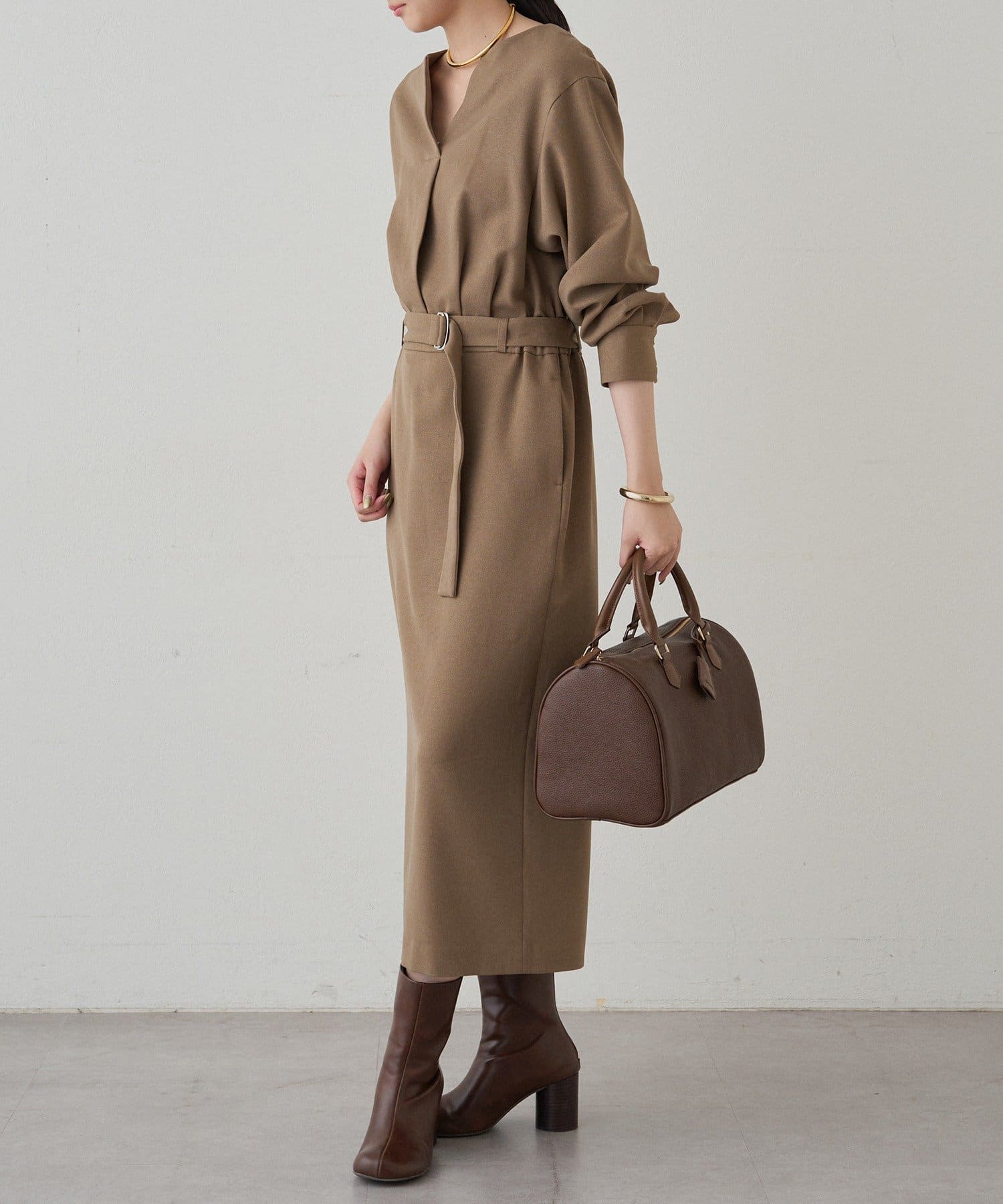 LOUNGEDRESS(ラウンジドレス) タックVベルトワンピース