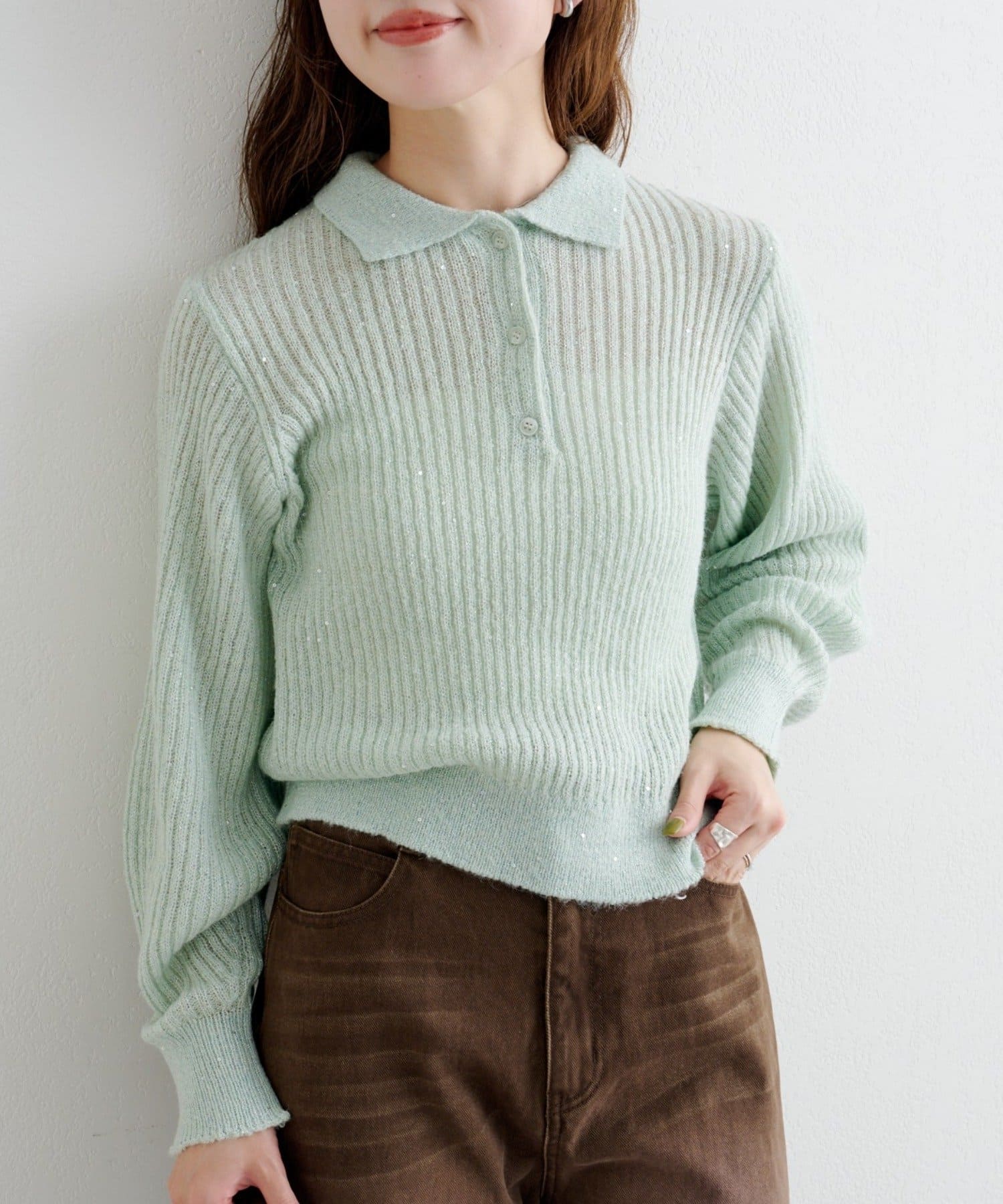 新色追加】B スパンコールニットポロ | Kastane(カスタネ)レディース