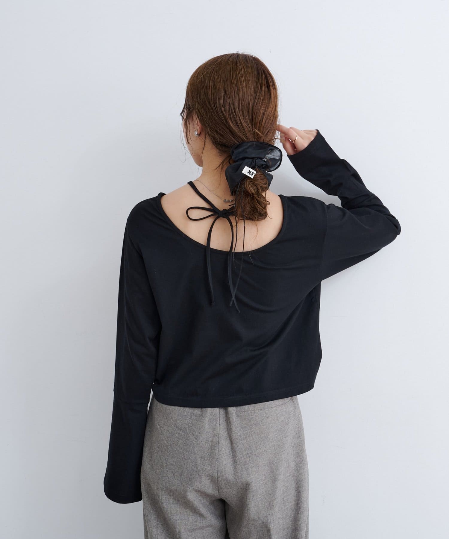 Kastane(カスタネ) 【9.6(土)12:00発売/4色展開/無地&ボーダー】B ベルスリーブ2WAYカットトップス