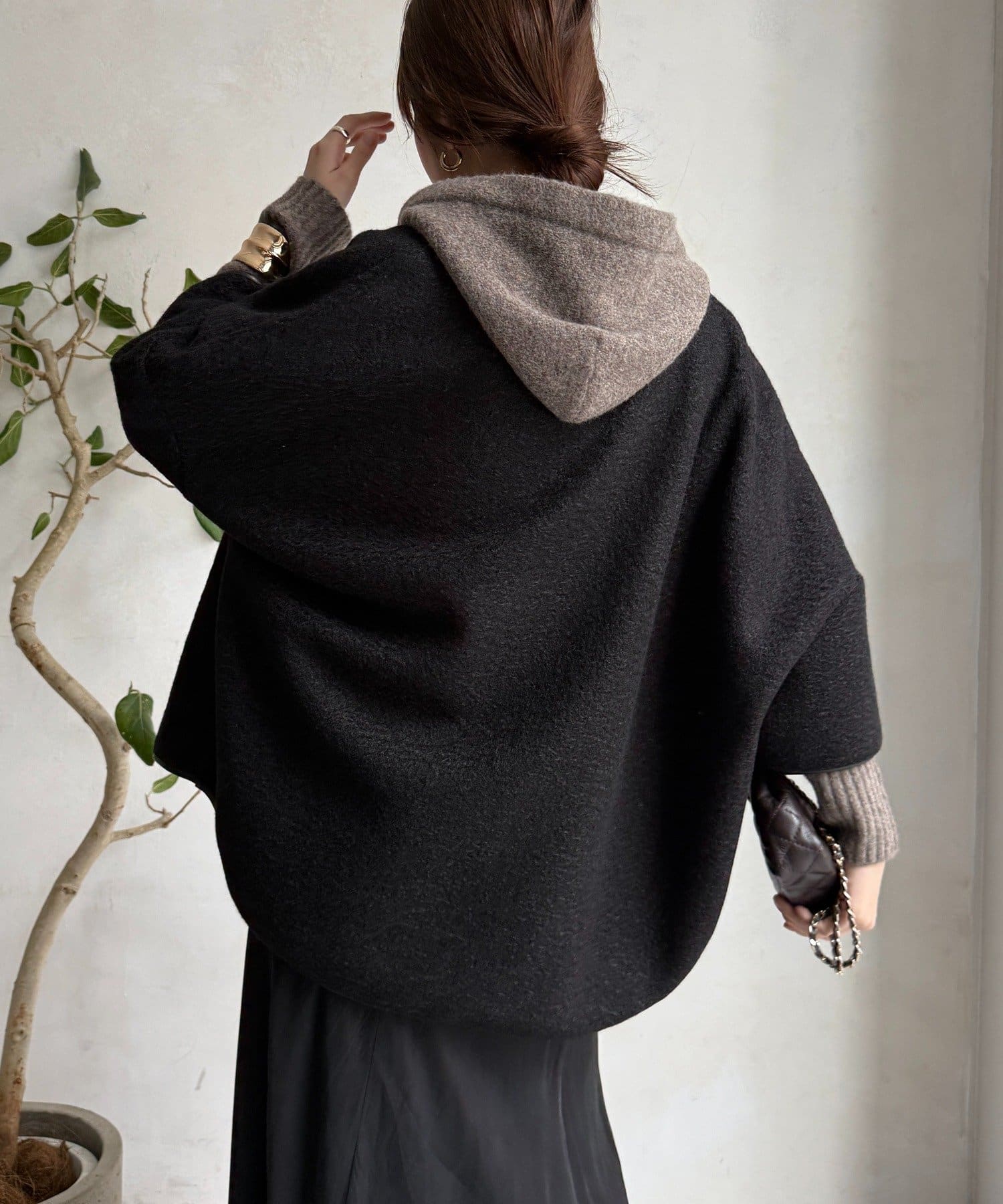 DOUDOU(ドゥドゥ) ウーレットポンチョ風アウター