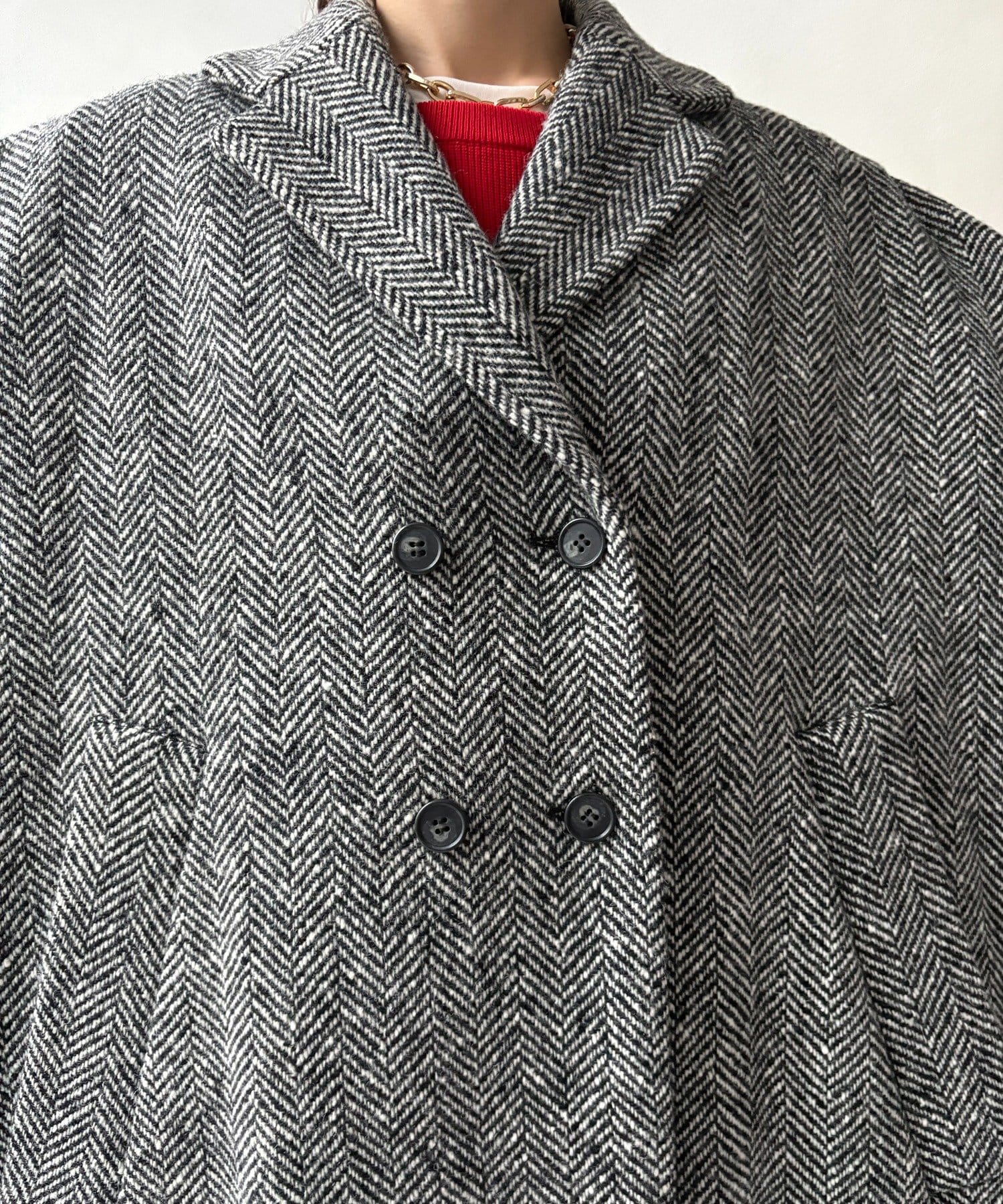 DOUDOU(ドゥドゥ) 【WEB限定】ヘリンボーンポンチョコート