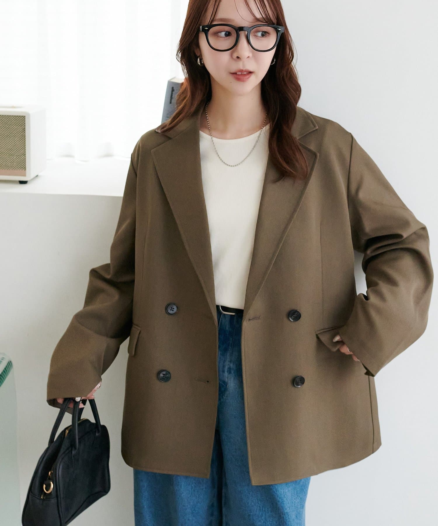 DISCOAT(ディスコート) 【新色追加/オンオフ着れる♪】Wブレストテーラードジャケット