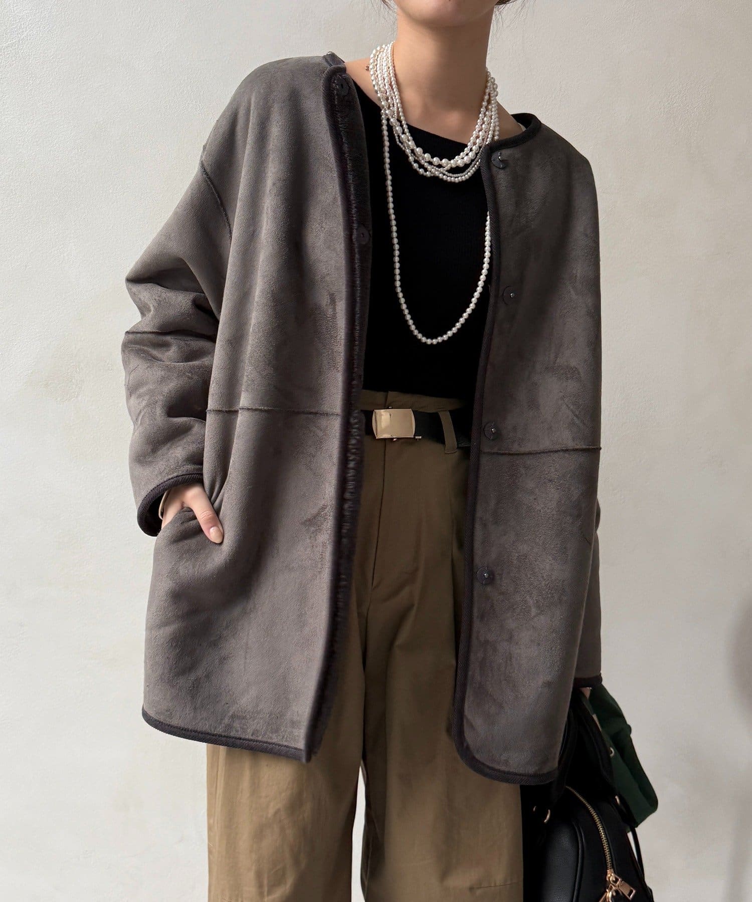 DOUDOU(ドゥドゥ) 【WEB限定】リバーシブルフェイクムートンコート