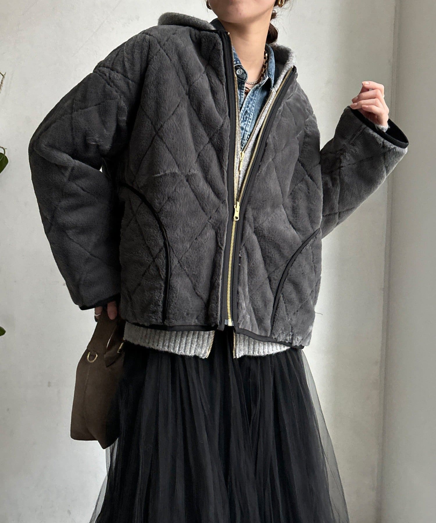 DOUDOU(ドゥドゥ) 【WEB限定】リバーシブルファーキルトコート