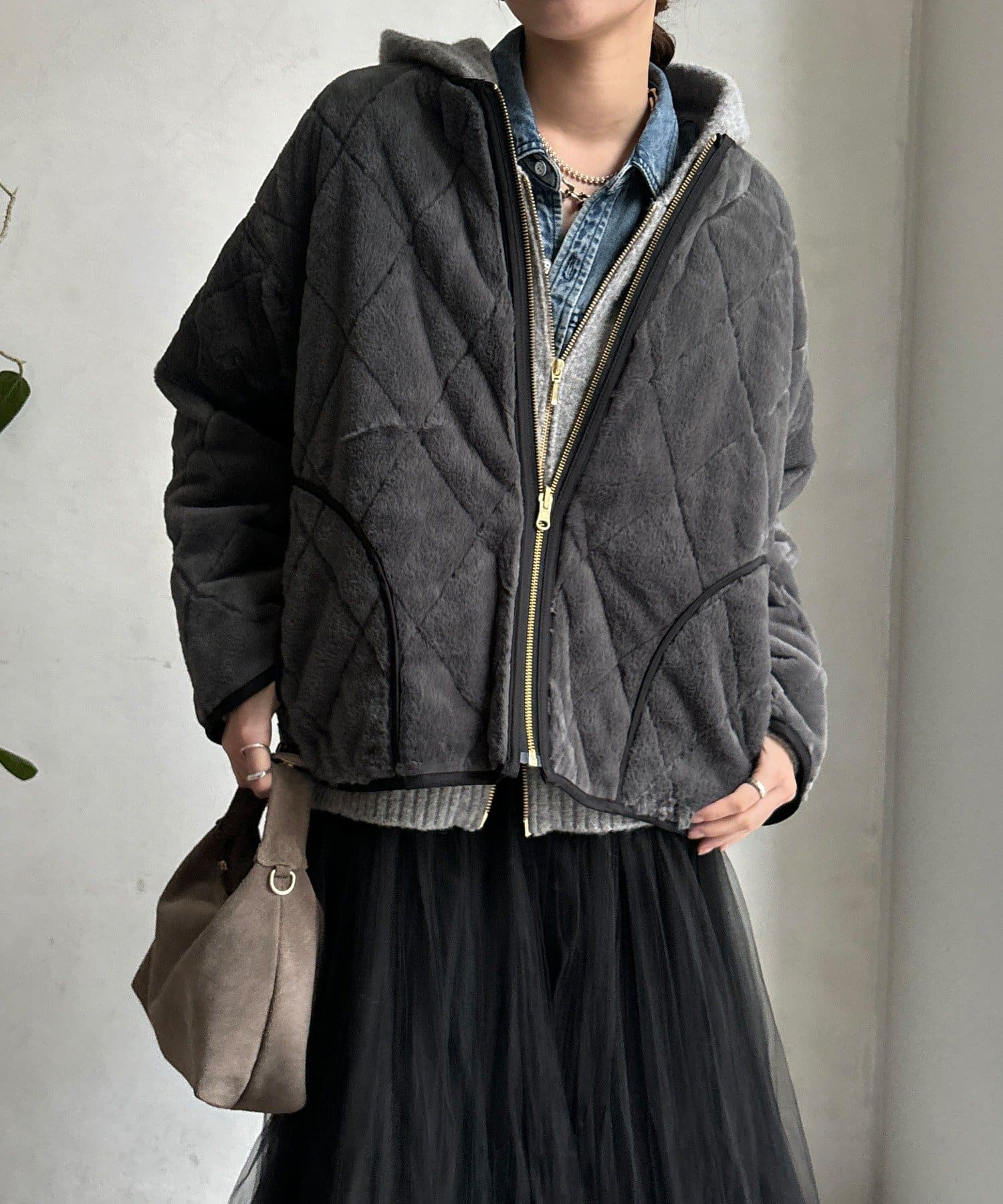 DOUDOU(ドゥドゥ) 【WEB限定】リバーシブルファーキルトコート