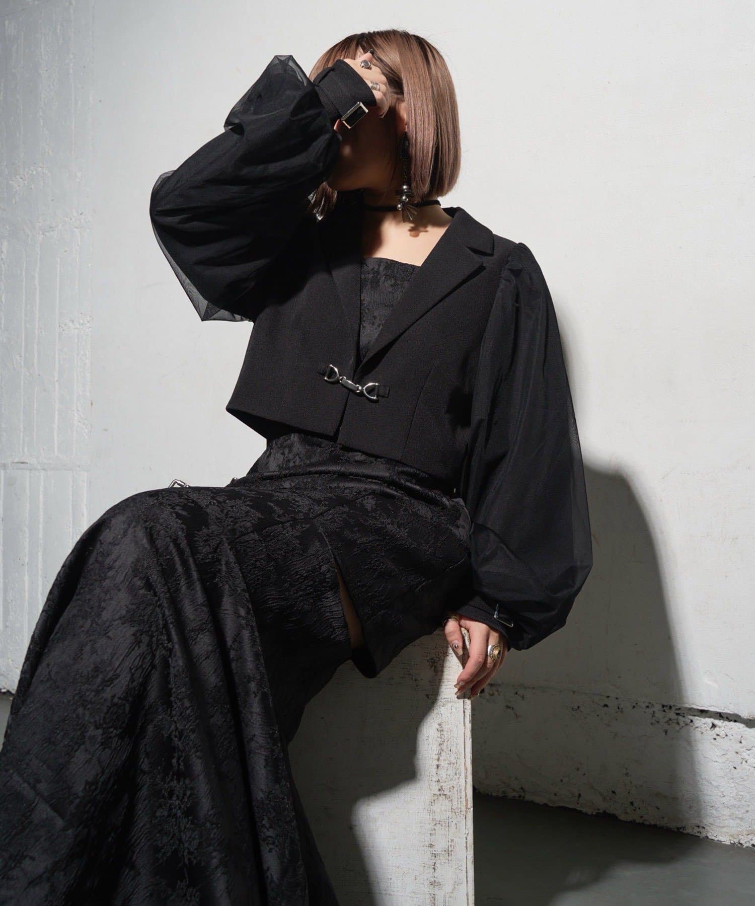 【Mavie.7】 袖チュールショートジャケット(完売品) Mavie..7】袖チュールショートジャケット | Remind me and
